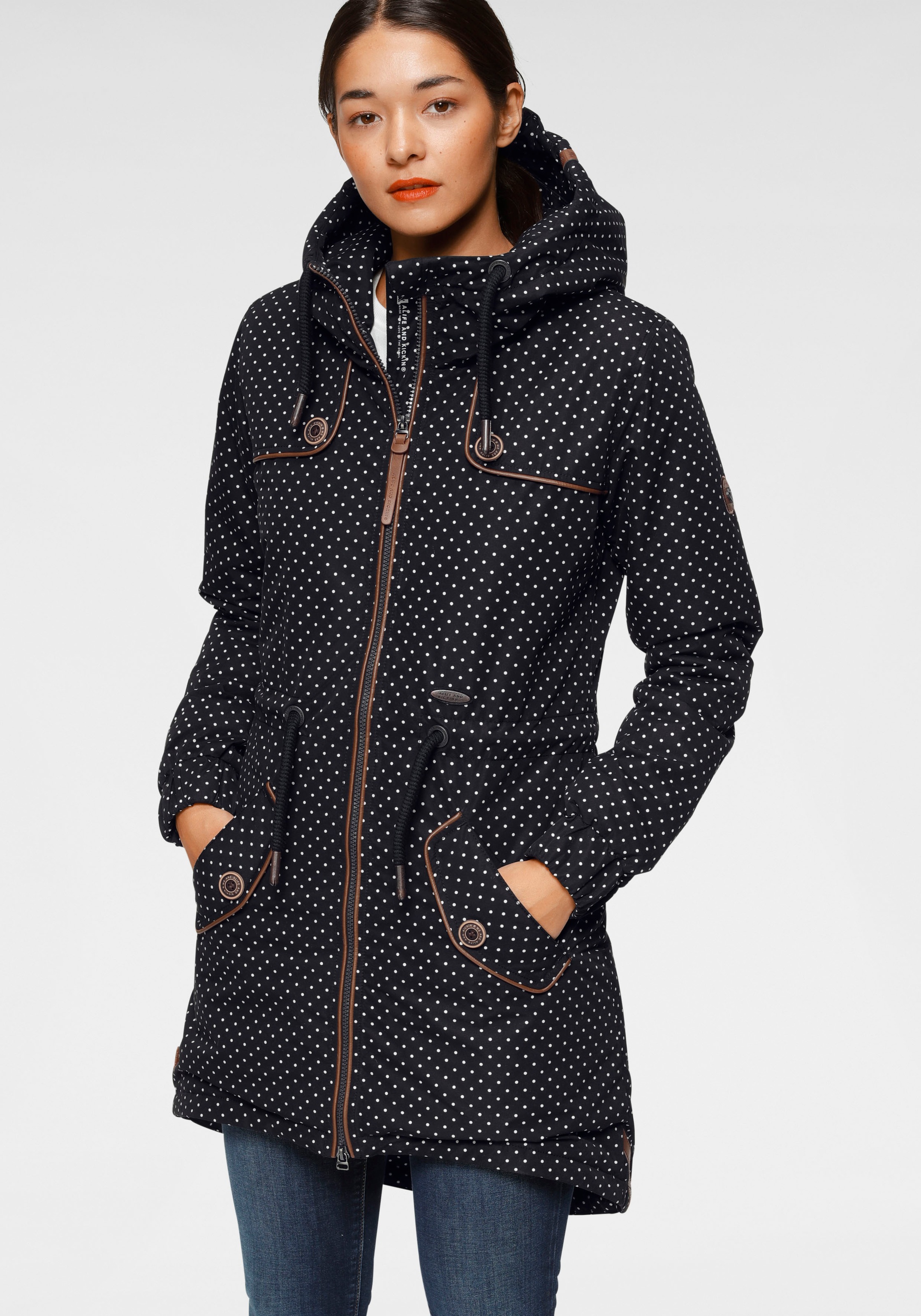 Alife & Kickin Outdoorjacke »CharlotteAK«, modischer Parka mit Pattentaschen & Piping-Details