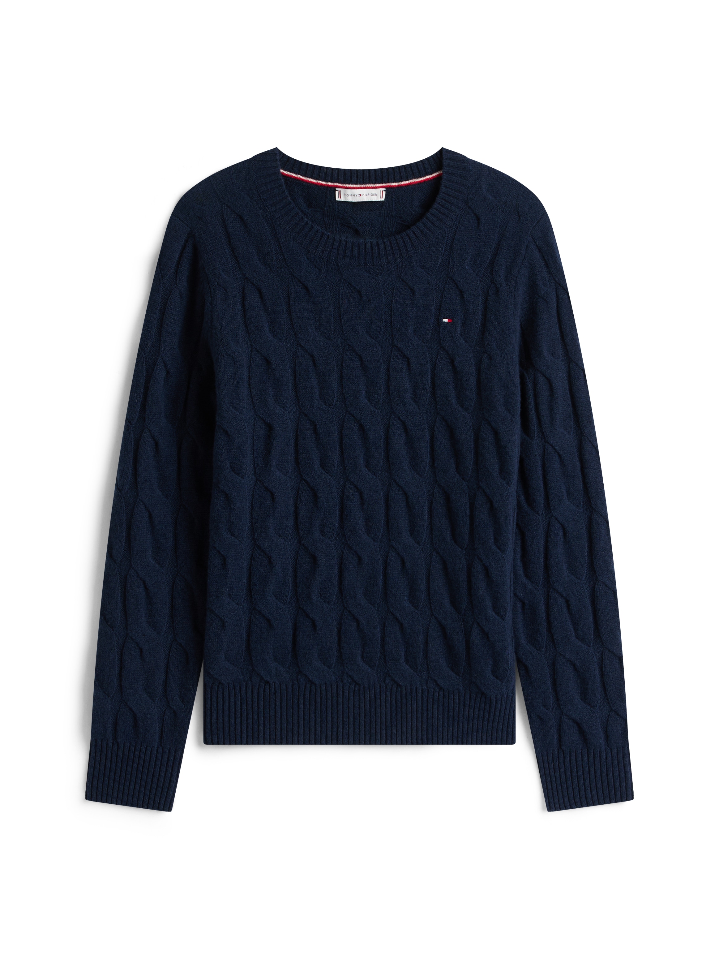 Tommy Hilfiger Strickpullover »SOFT WOOL CABLE C-NK« Wolle, mit Zopfmuster