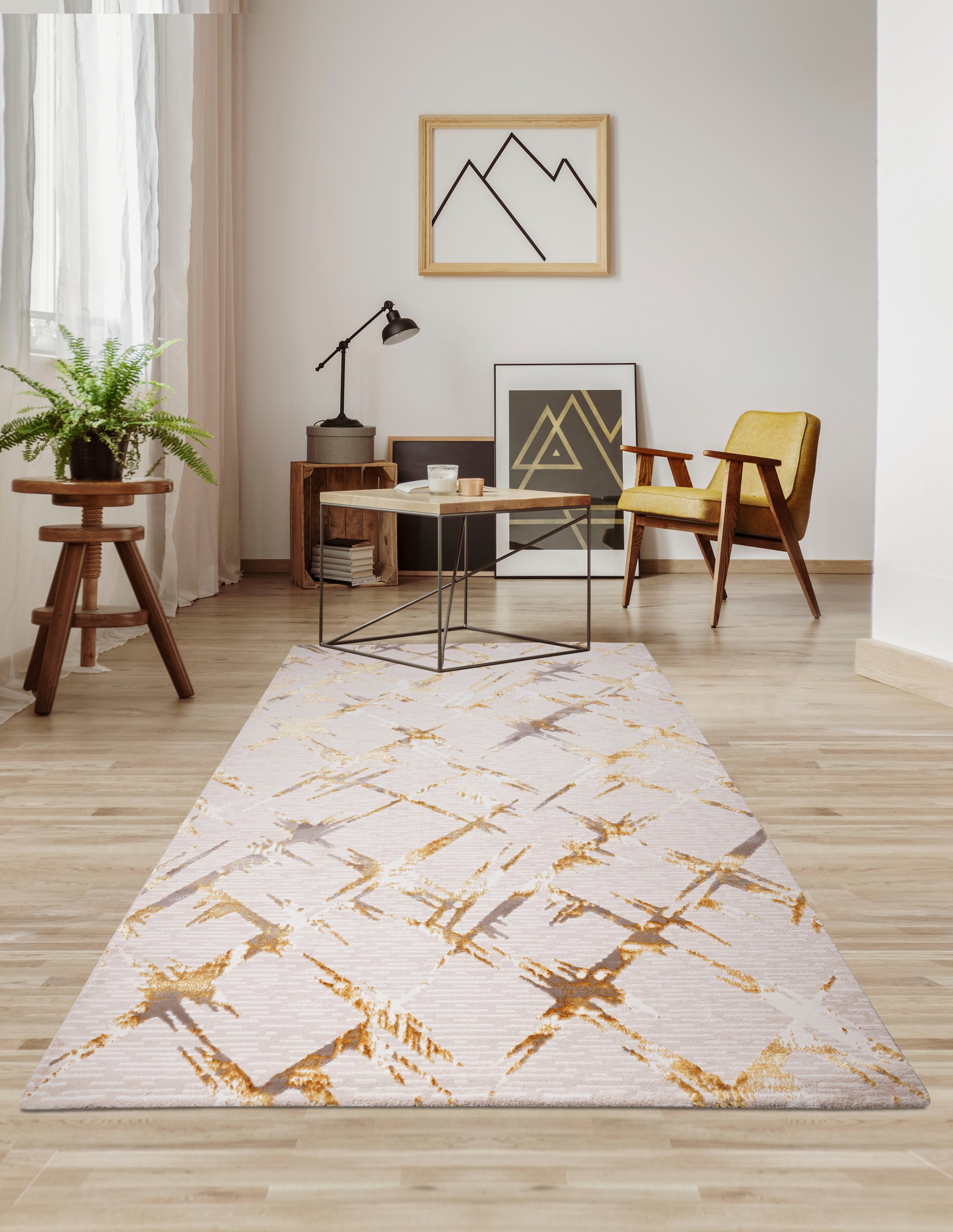 Home affaire Teppich »Kirian«, rechteckig, 24 mm Höhe, 3D-Effekt, Kurzflor, gekettelt, weiche Haptik, Rauten