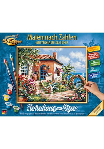 Malen nach Zahlen »Meisterklasse Premium - Ferienhaus am Meer«, Made in Germany