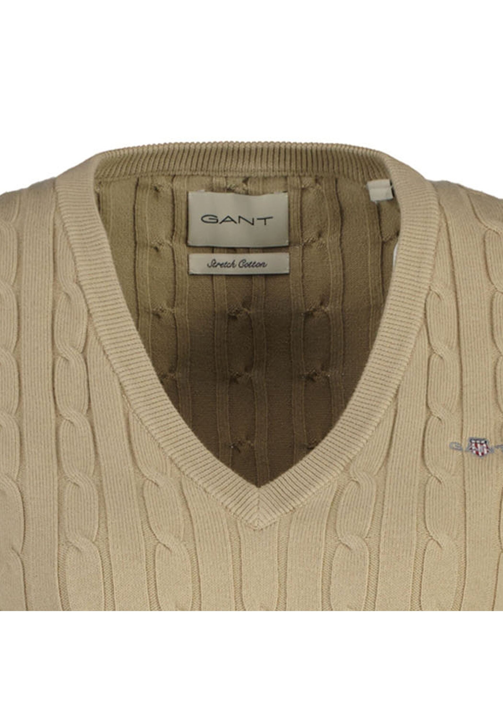 Gant Sweater »Strickpullover STRETCH COTTON CABLE V-NECK«
