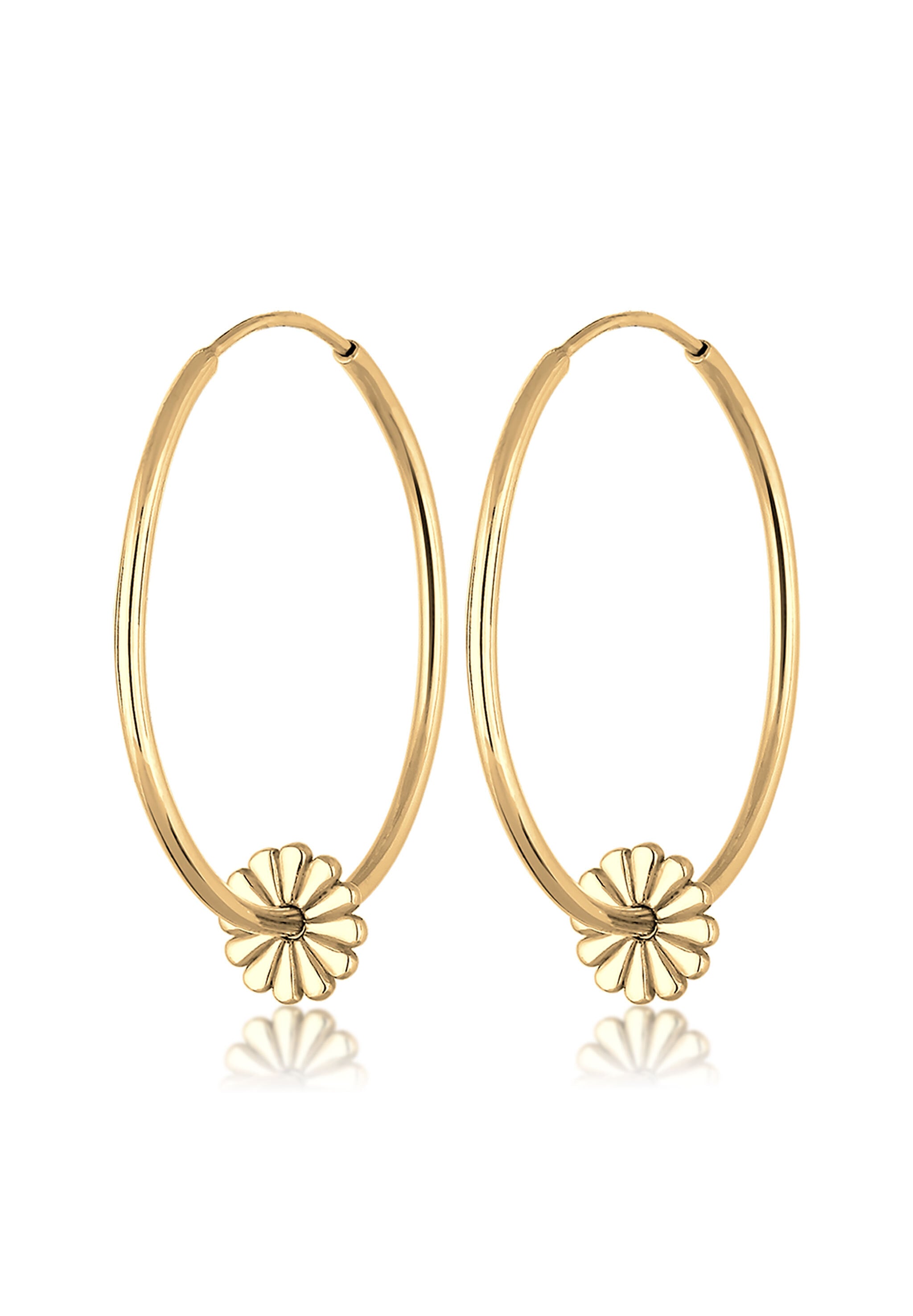 Elli Paar Creolen »Ohrringe Creole Blume 925 Sterling Silver vergoldet«