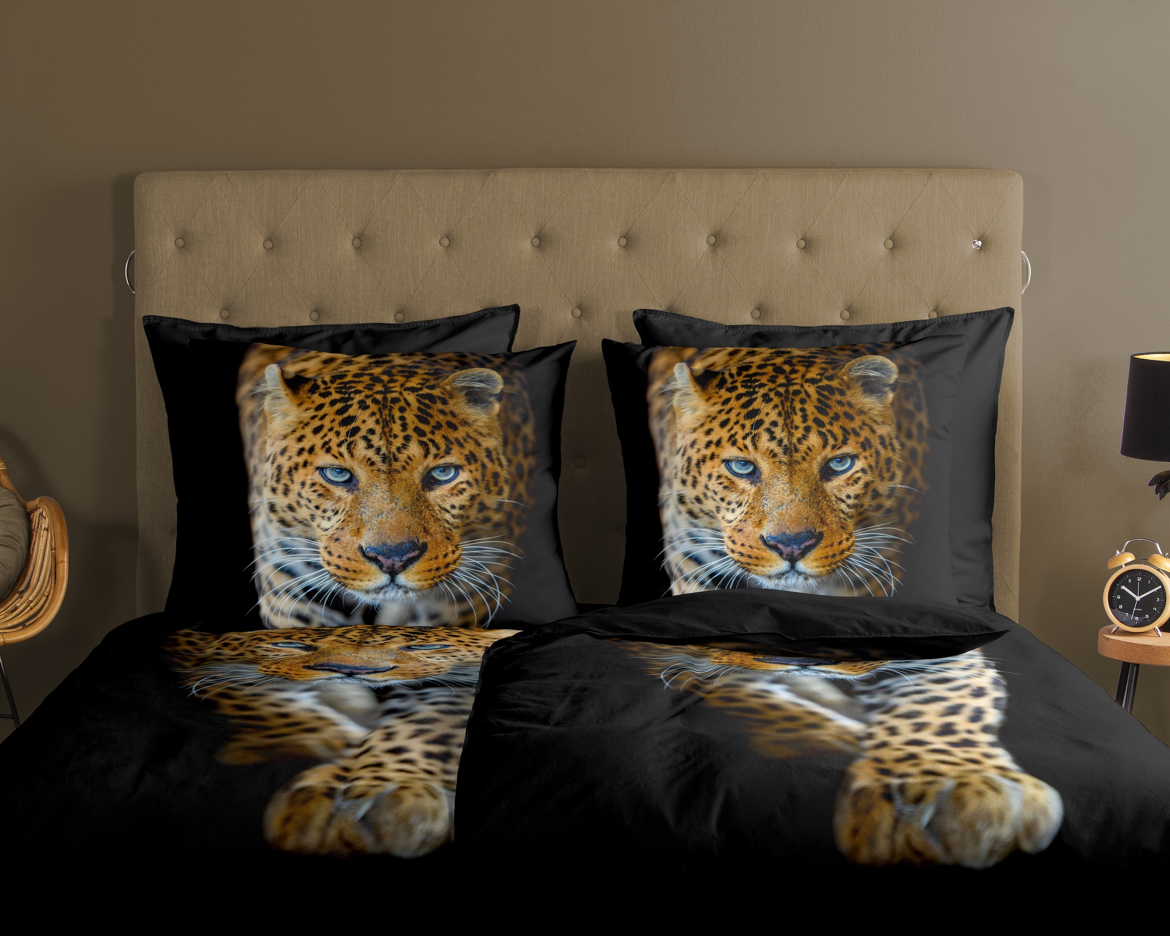 good morning Wendebettwäsche »Bonn«, Baumwolle, Renforcé, 135x200, Reißverschluss, Wende, Leopard, Schwarz