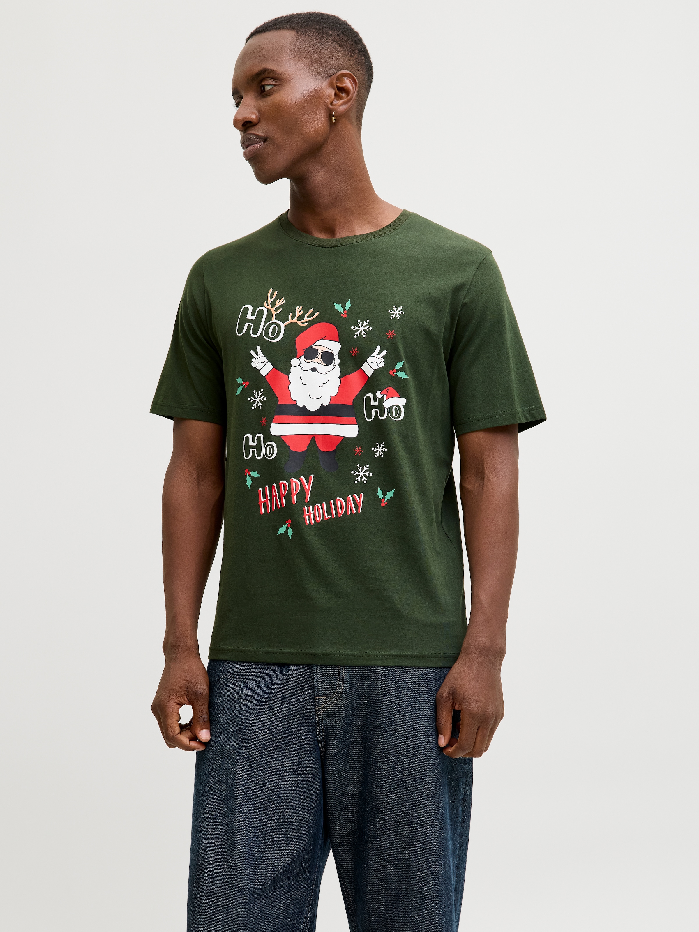 Jack & Jones Rundhalsshirt »JJCHRISTMAS TEE SS CREW NECK XMAS« mit weihnachtlichem Druck
