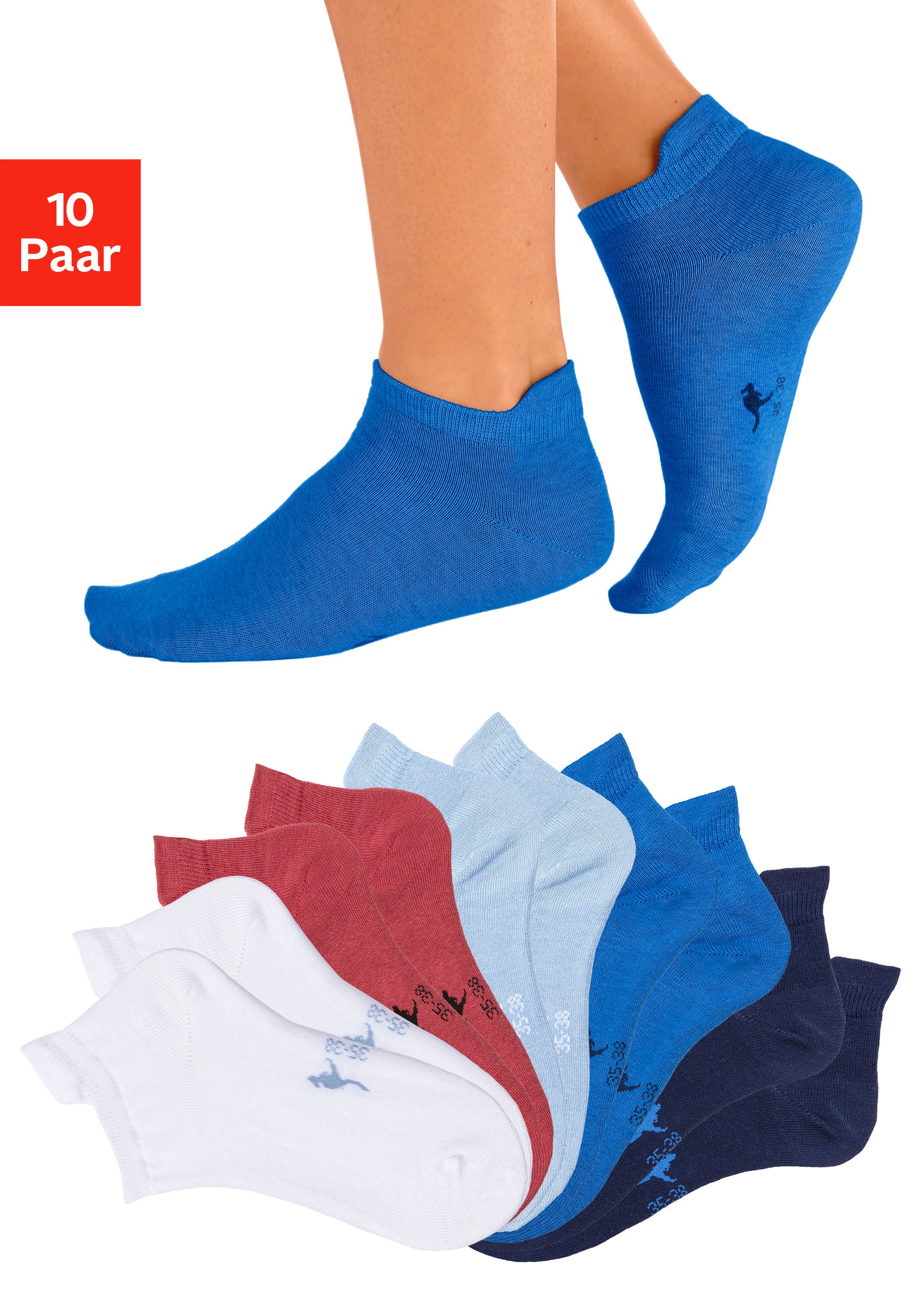 Kangaroos Damen Sneakersocken Packung in blau, Größe 35-38