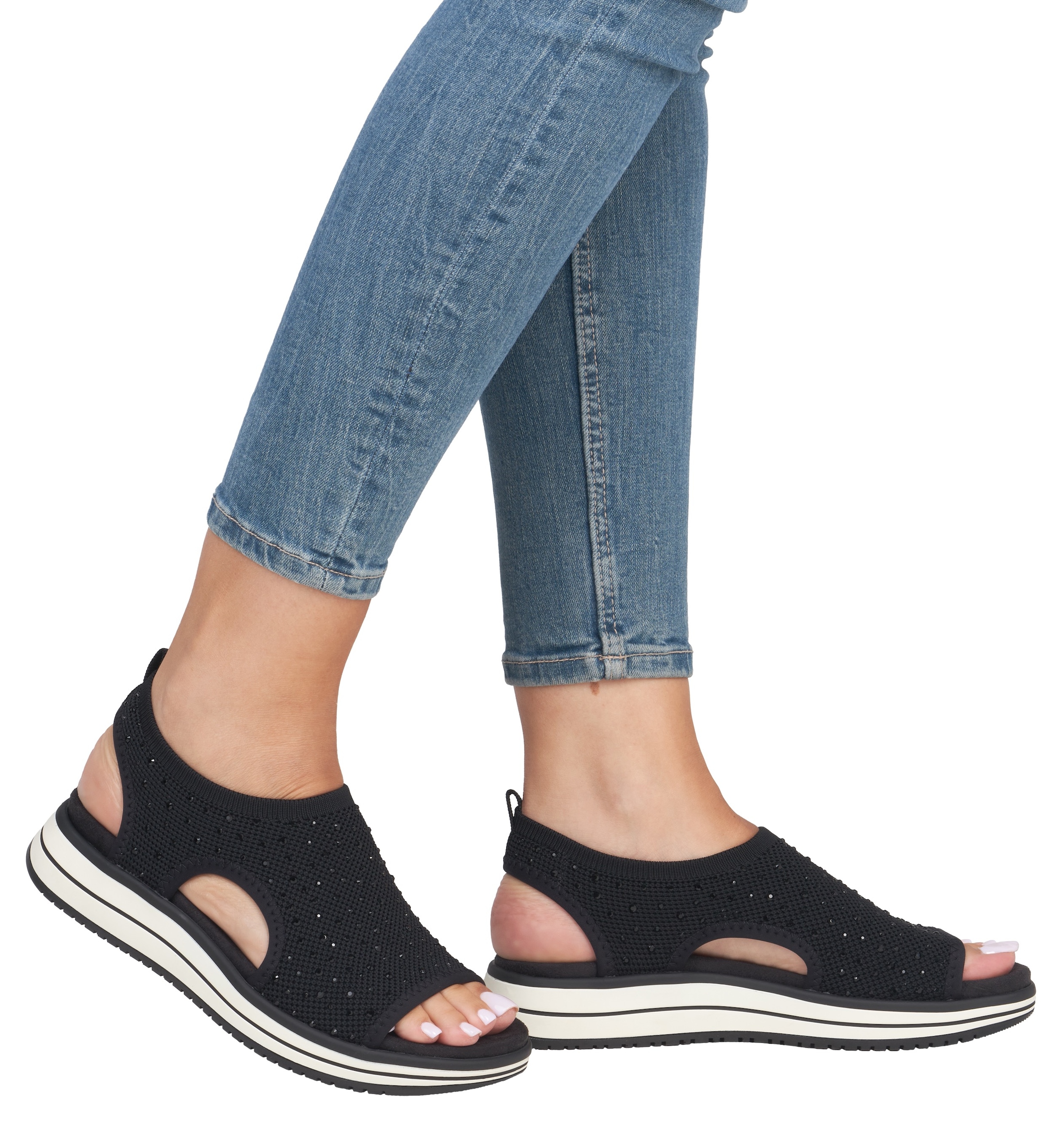 Remonte Sandale, Sandale, Sommerschuh, Komfortschuh mit funkelnden Strasssteinen