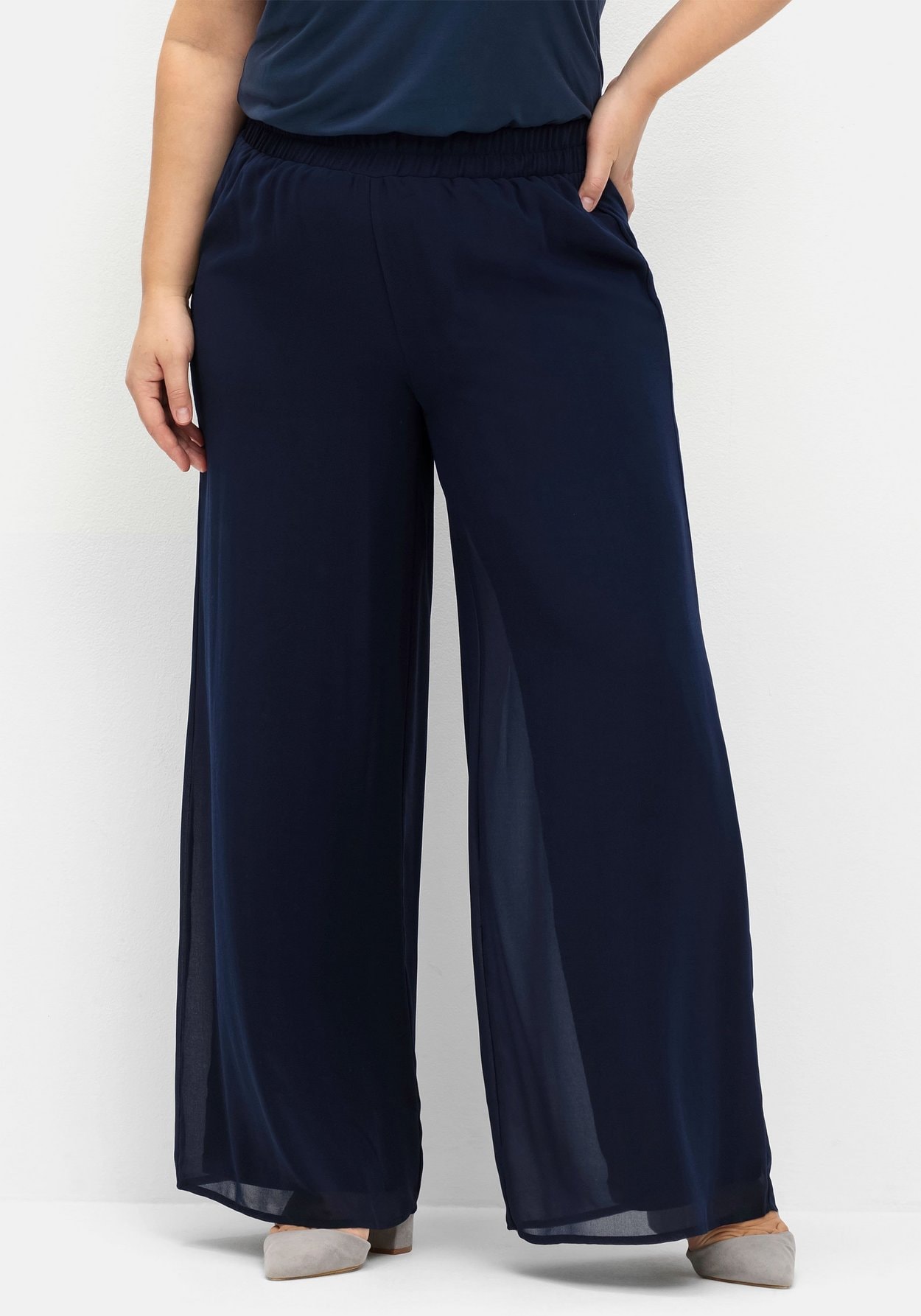 Sheego Schlupfhose »Hose mit Chiffon im Lagenlook, gefüttert«