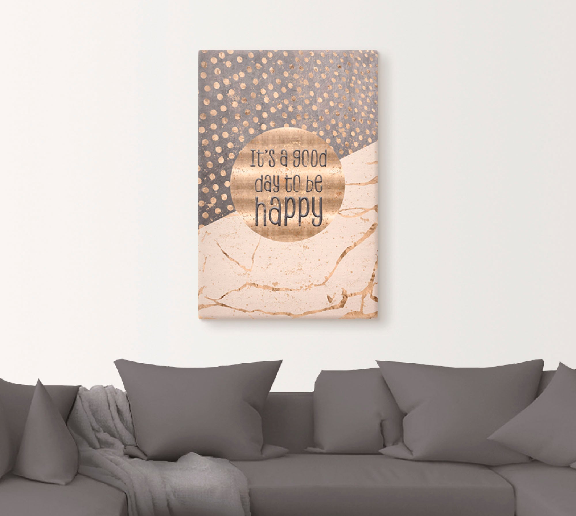 Artland Wandbild »Ein guter Tag um glücklich zu sein«, Sprüche & Texte, (1 St.), als Alubild, Outdoorbild, Leinwandbild, Poster, Wandaufkleber