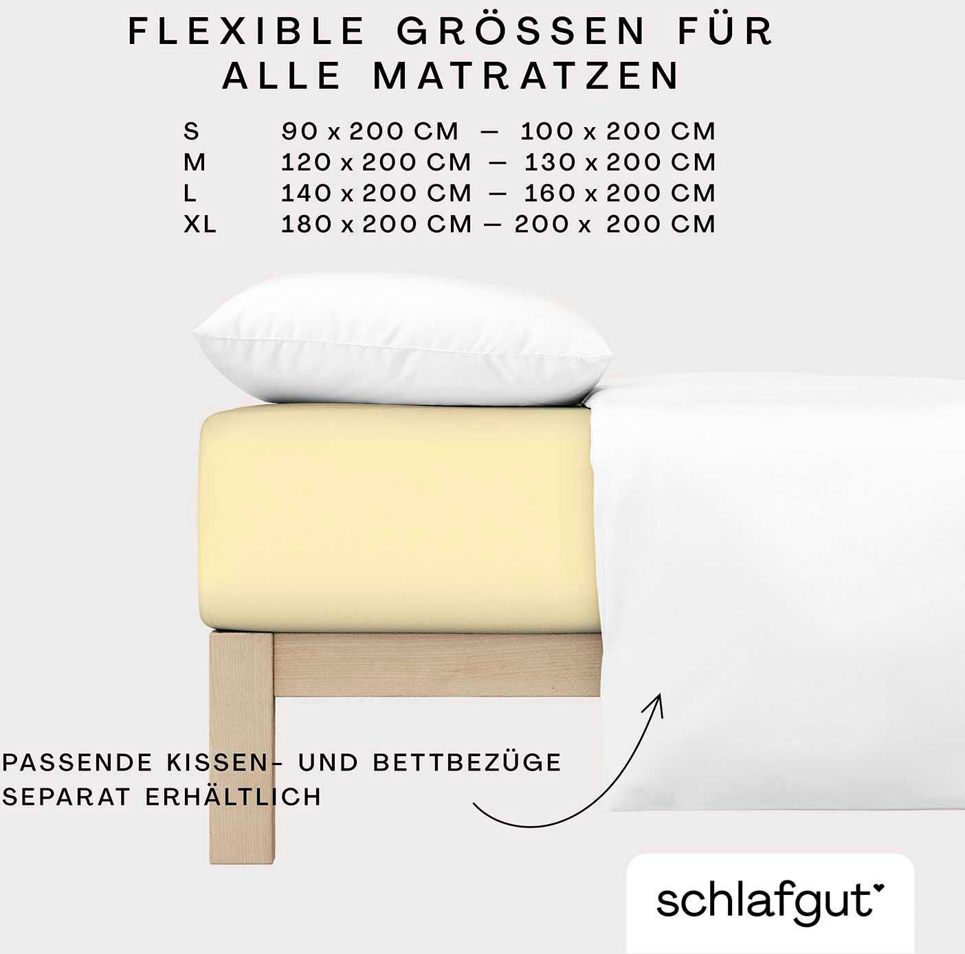 Schlafgut Spannbettlaken »CASUAL u.a. in Gr. 90x200, 140x200 oder 180x200 cm, 100% Baumwolle«, Bettlaken für Matratzen bis 25 cm Höhe, zuverlässig, langlebig, weich