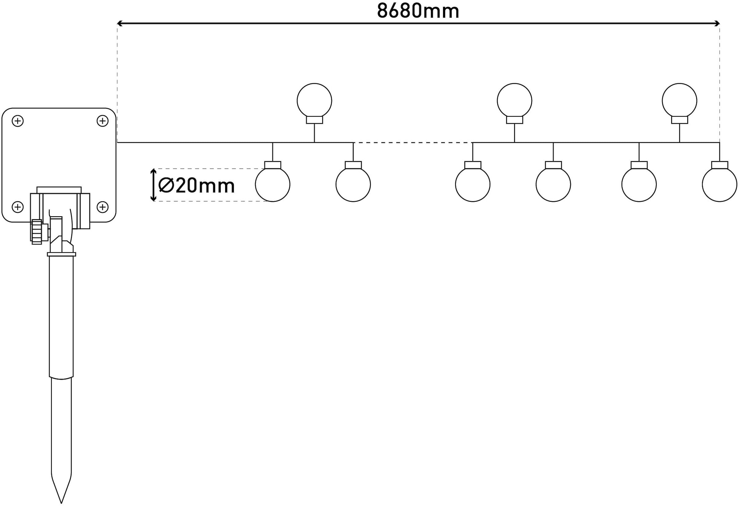 näve LED-Lichterkette »Becul« 50 Stk.-flammig Solar, 50 Leuchtkugeln, 8 Leuchtmodi per Fernbedienung inkl., Timer