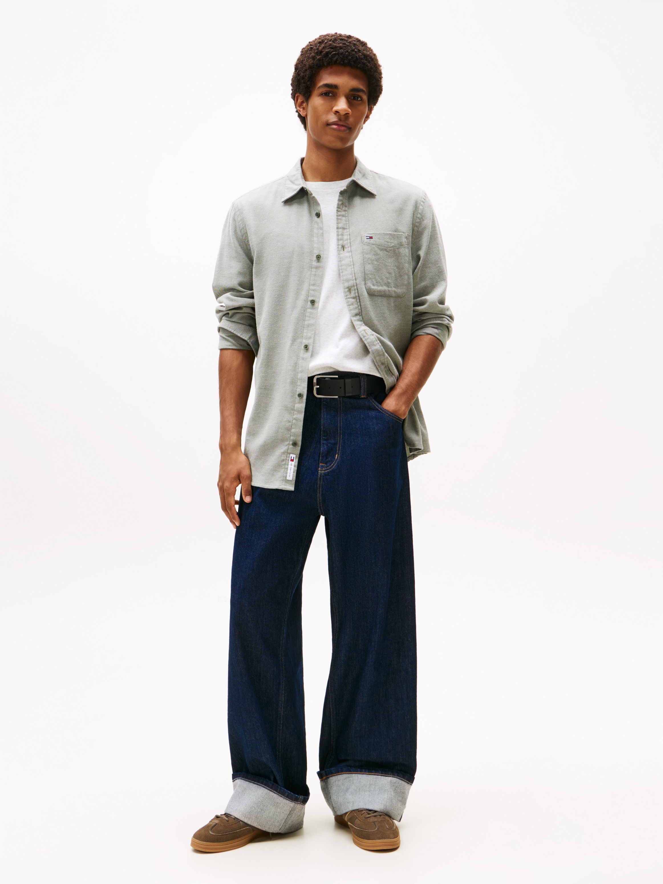 Tommy Jeans Flanellhemd »TJM FLANNEL«, regular fit, Langarmhemd, halbgespreizter Kragen