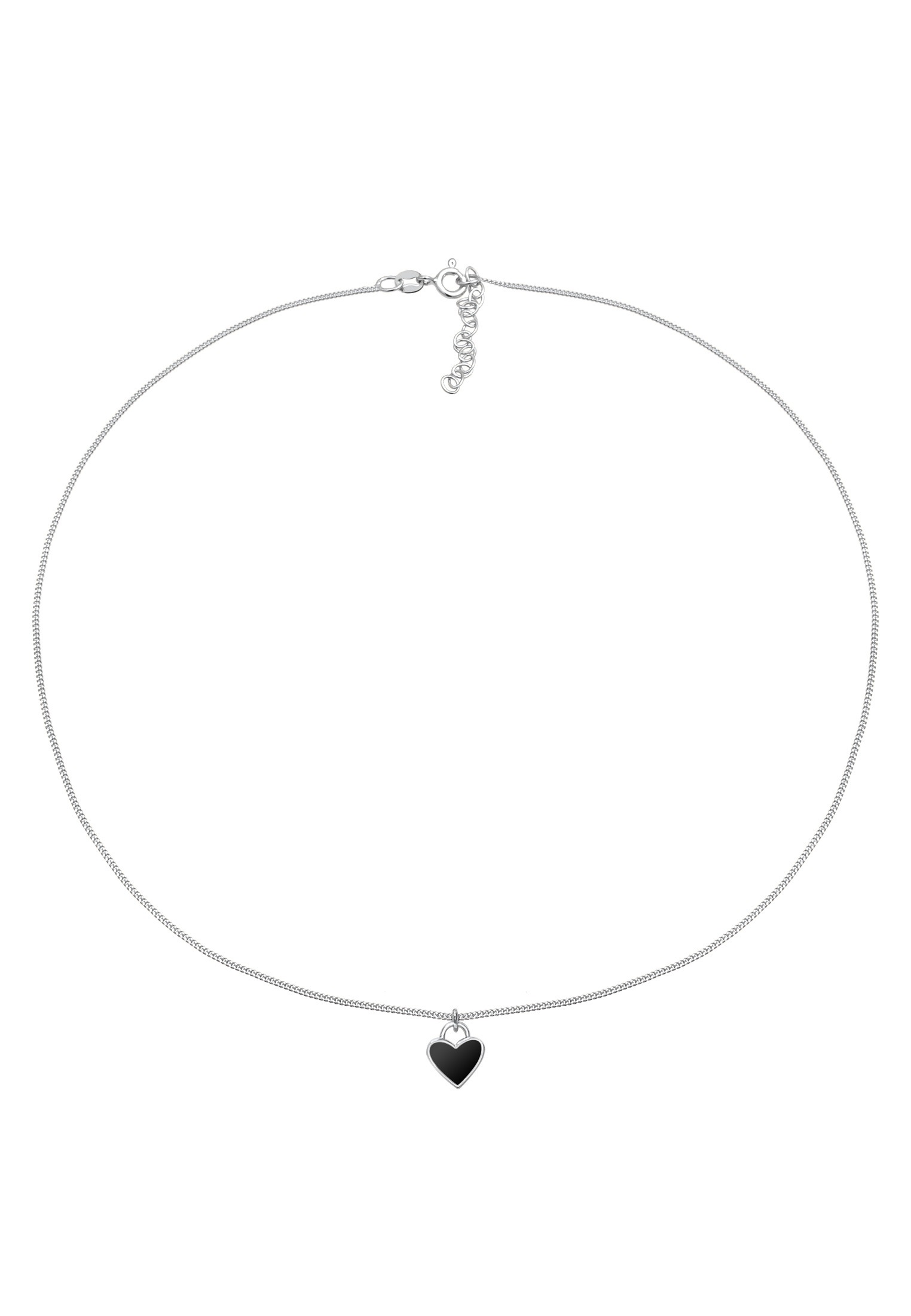 Elli Choker »Halskette Choker Herz Emaille schwarz 925 Silber«