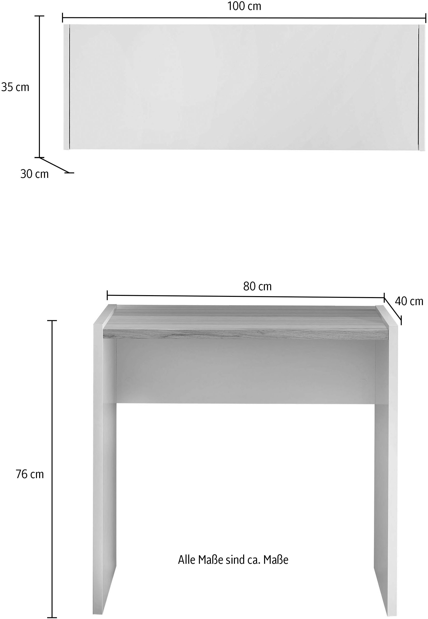 INOSIGN Büromöbel-Set »CITY/GiRON, modernes Design, Homeoff., Büro in zwei Farben/Wotan Eiche«, (Set, 2 tlg.), enthält Hängeschrank, Schreibtisch, wohnliches Home Office