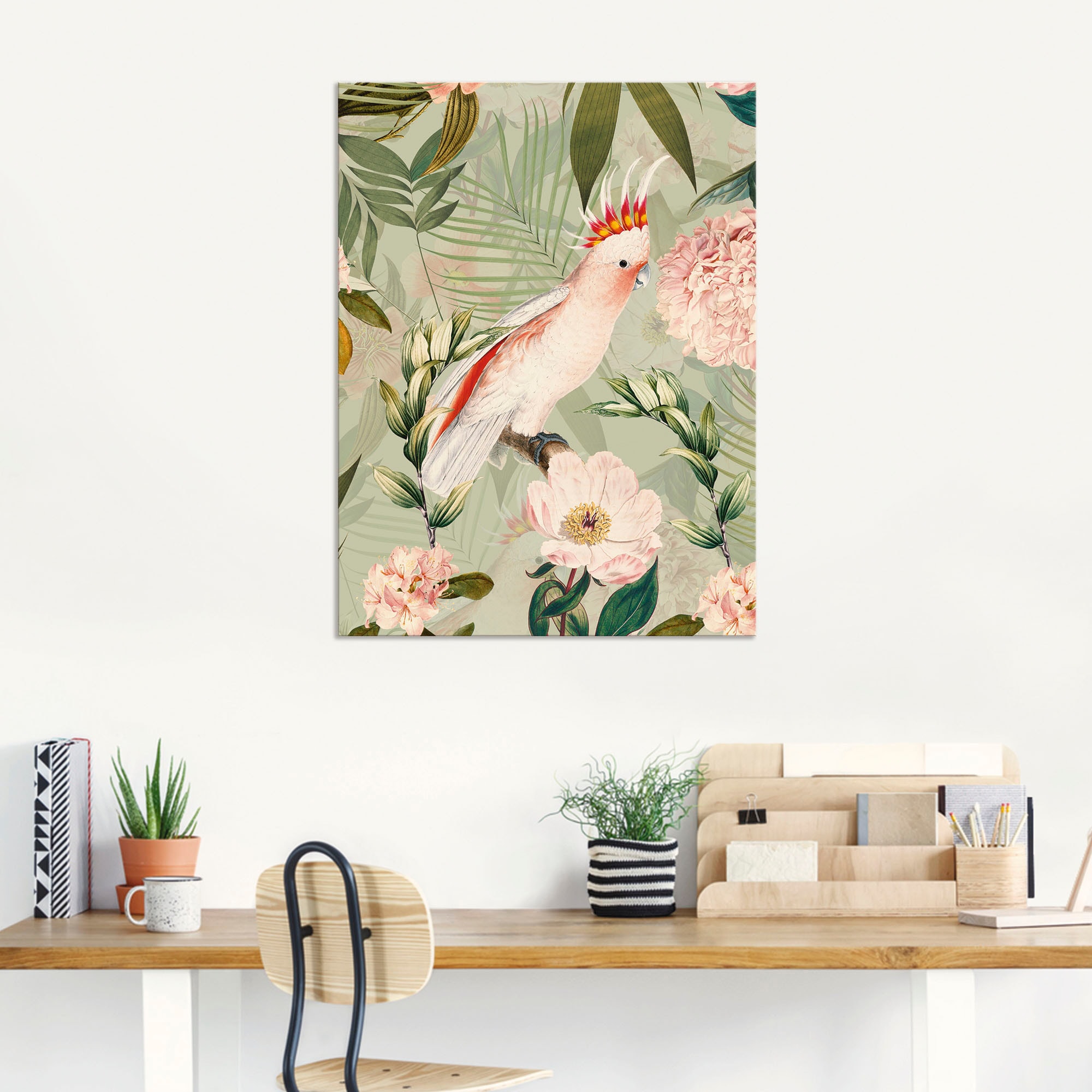 Artland Wandbild »Vintage Papagei«, Vogelbilder, (1 St.), als Alubild, Outdoorbild, Leinwandbild, Poster in verschied. Größen
