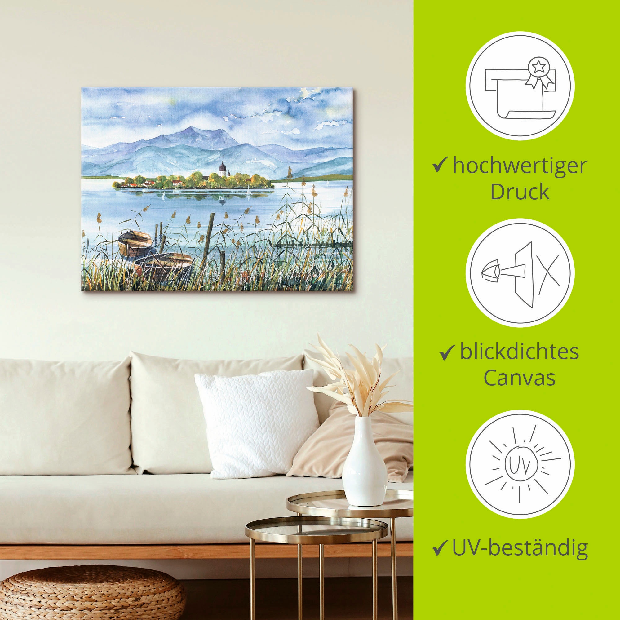 Artland Leinwandbild »Seeblick Herreninsel« Gewässer 1 Stk. tlg. auf Holzrahmen gespannt