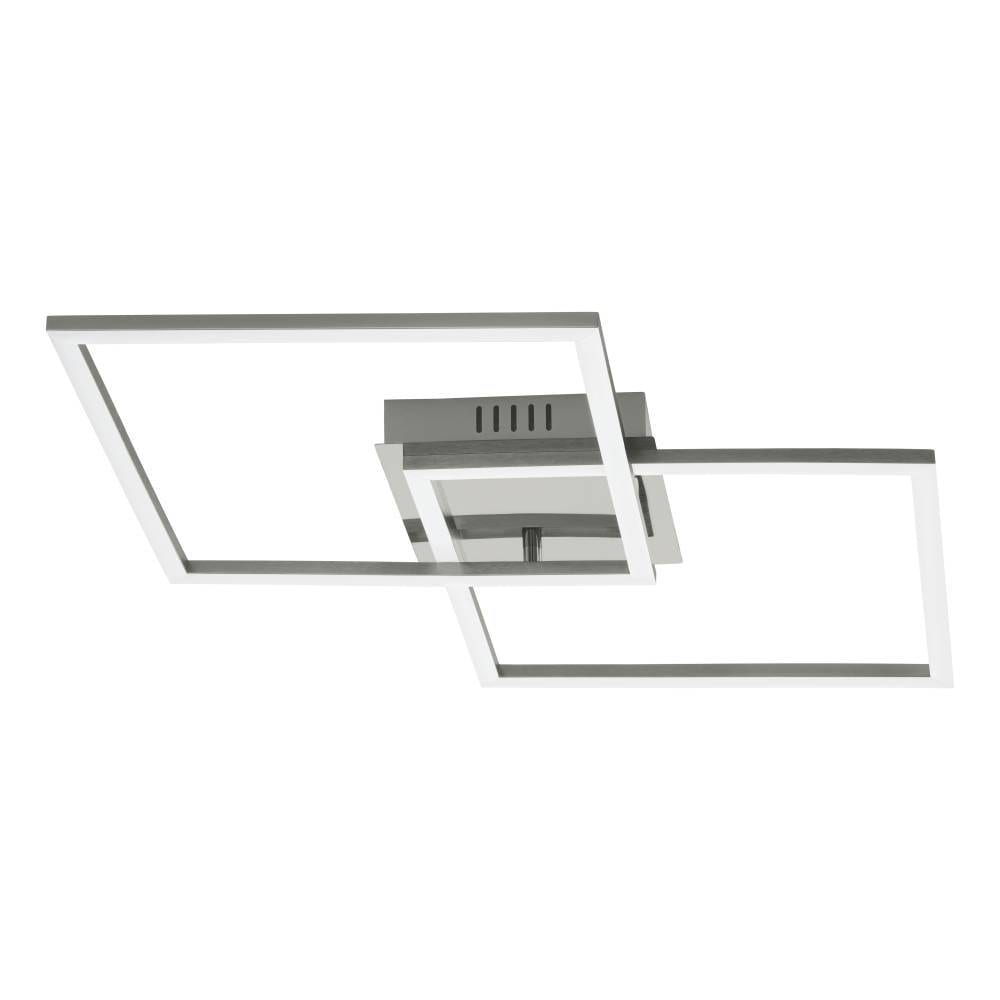 EGLO LED Deckenleuchte »Palmaves Deckenlampe, nickel-matt, gebürstet, Nachtlicht, Quadrate« LED-Modul 1 Stk. minimalistisch, zeitlos, flache Bauform, Wohnzimmer, 47x29,5x6cm