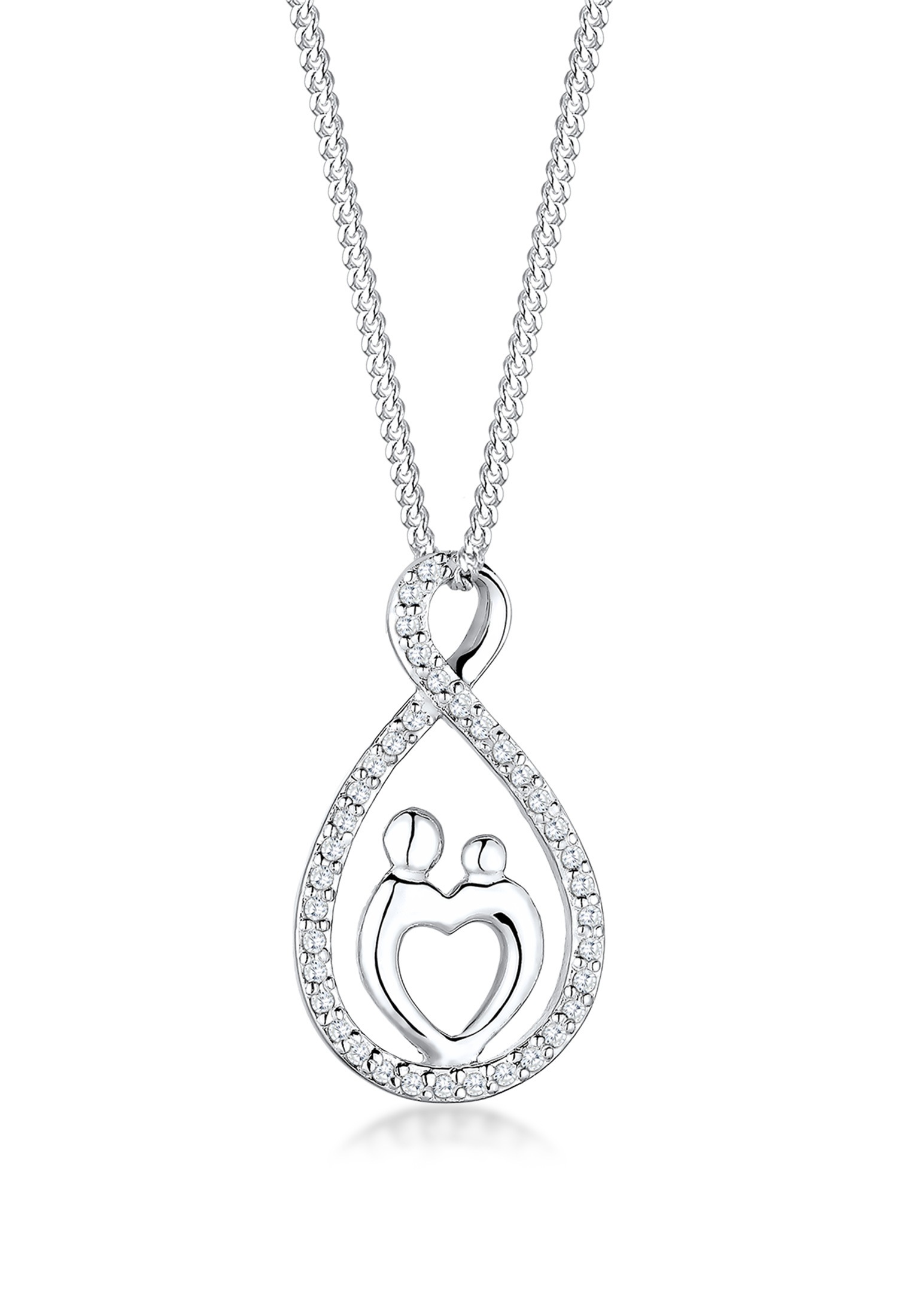Elli Silberkette »Halskette Mutter Kind Infinity Zirkonia Weiß 925 Sterling Silber«