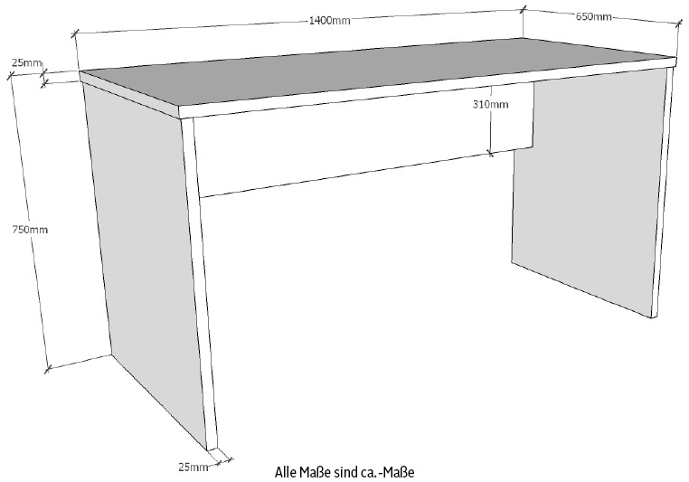 Vipack Kinderschreibtisch »London mit pflegeleichter Melamin Oberfläche, stabil gebaut«, (B/H/T ca. 140x75x65cm, wahlweise 2 Farben), Jugendschreibtisch, Schreibtisch, mit Melamin-Oberfläche, schlicht