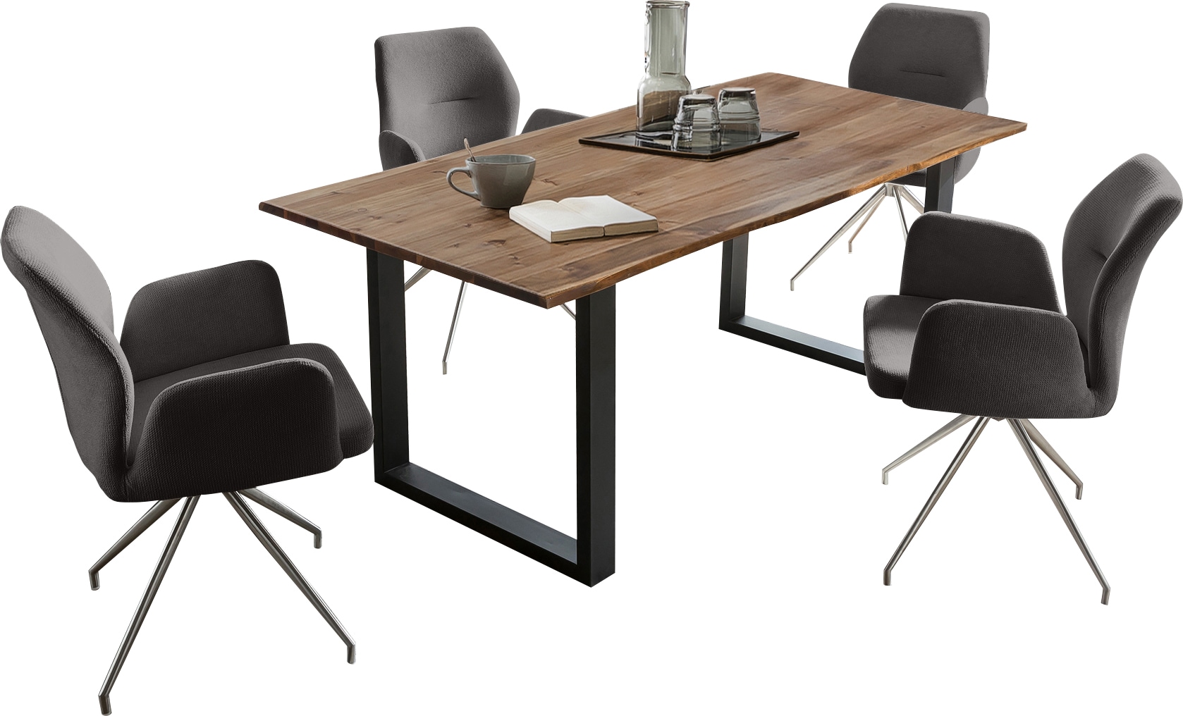 SalesFever Essgruppe »Stilvolle Essgruppe«, (Set, 5 tlg.), Tischplatte behandelt mit OSMO Hartwachs-Öl in seidenmattem Finish