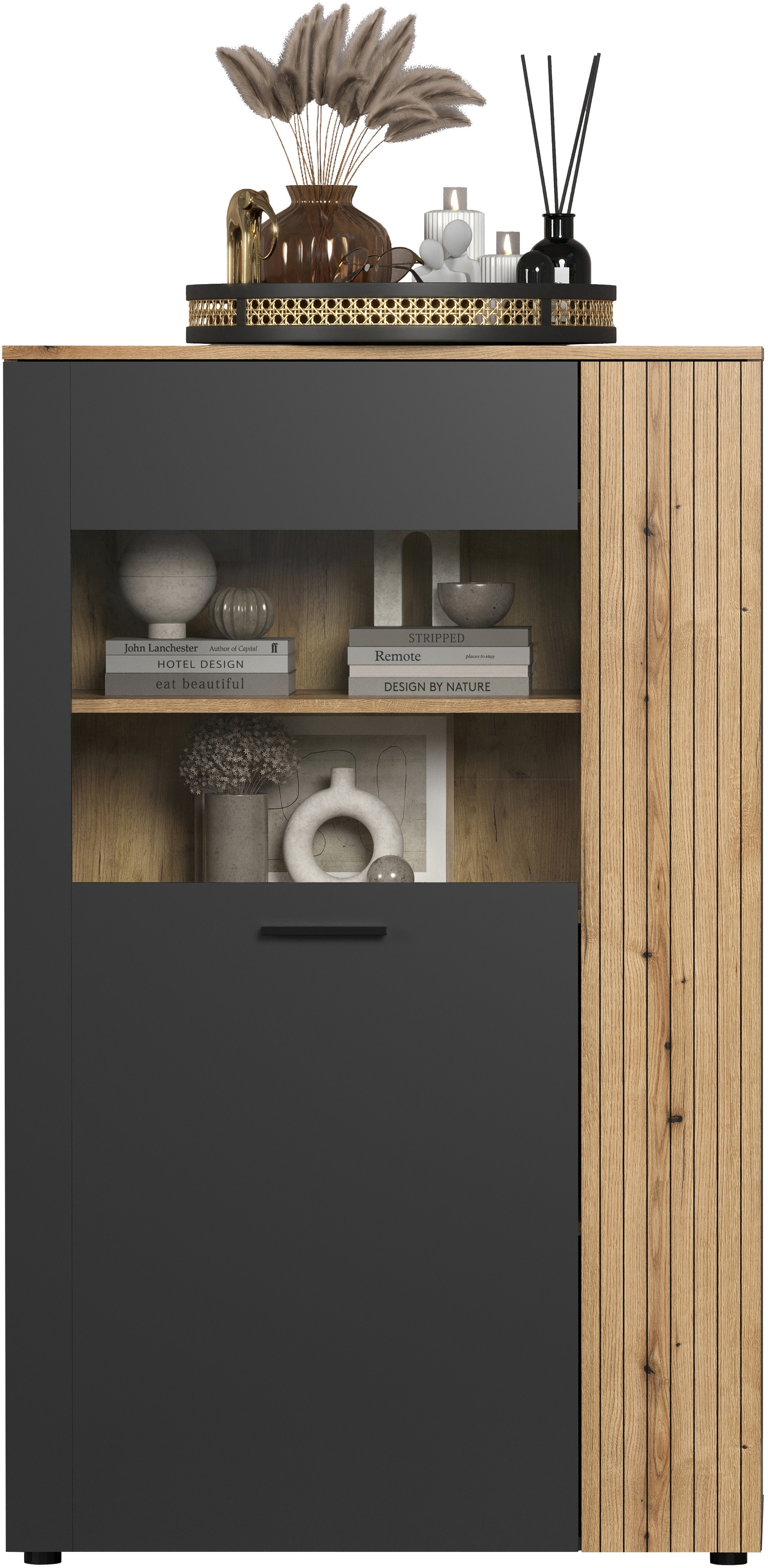 INOSIGN Highboard »Estepona«, (1 St.), Highboard mit 2 Türen - (B/T/H) 90/42/146 cm