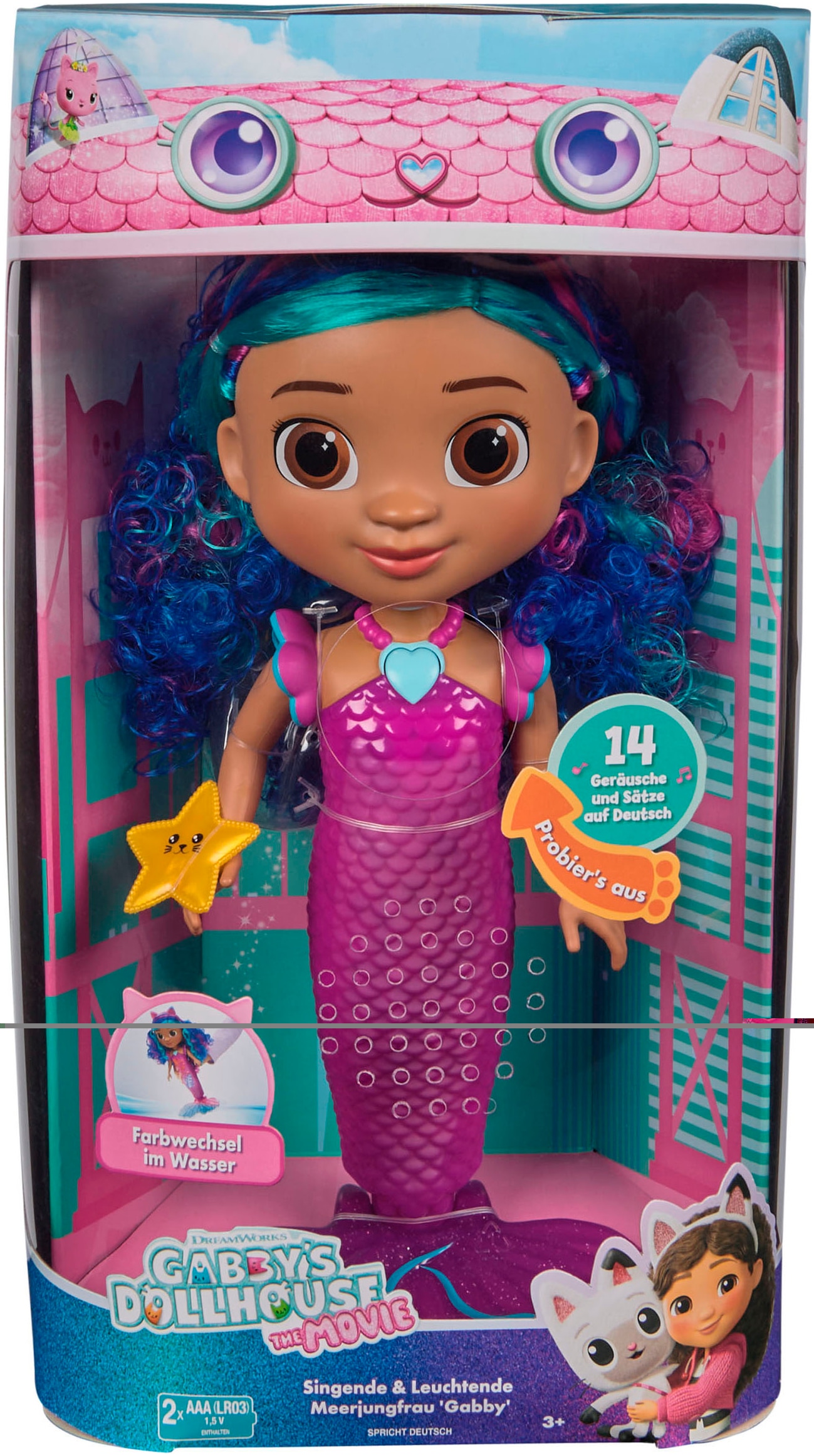 Spin Master Meerjungfrauenpuppe »Gabby’s Dollhouse: Der Film – Sing & Shine Meerjungfrau Gabby«, mit Licht und Sound