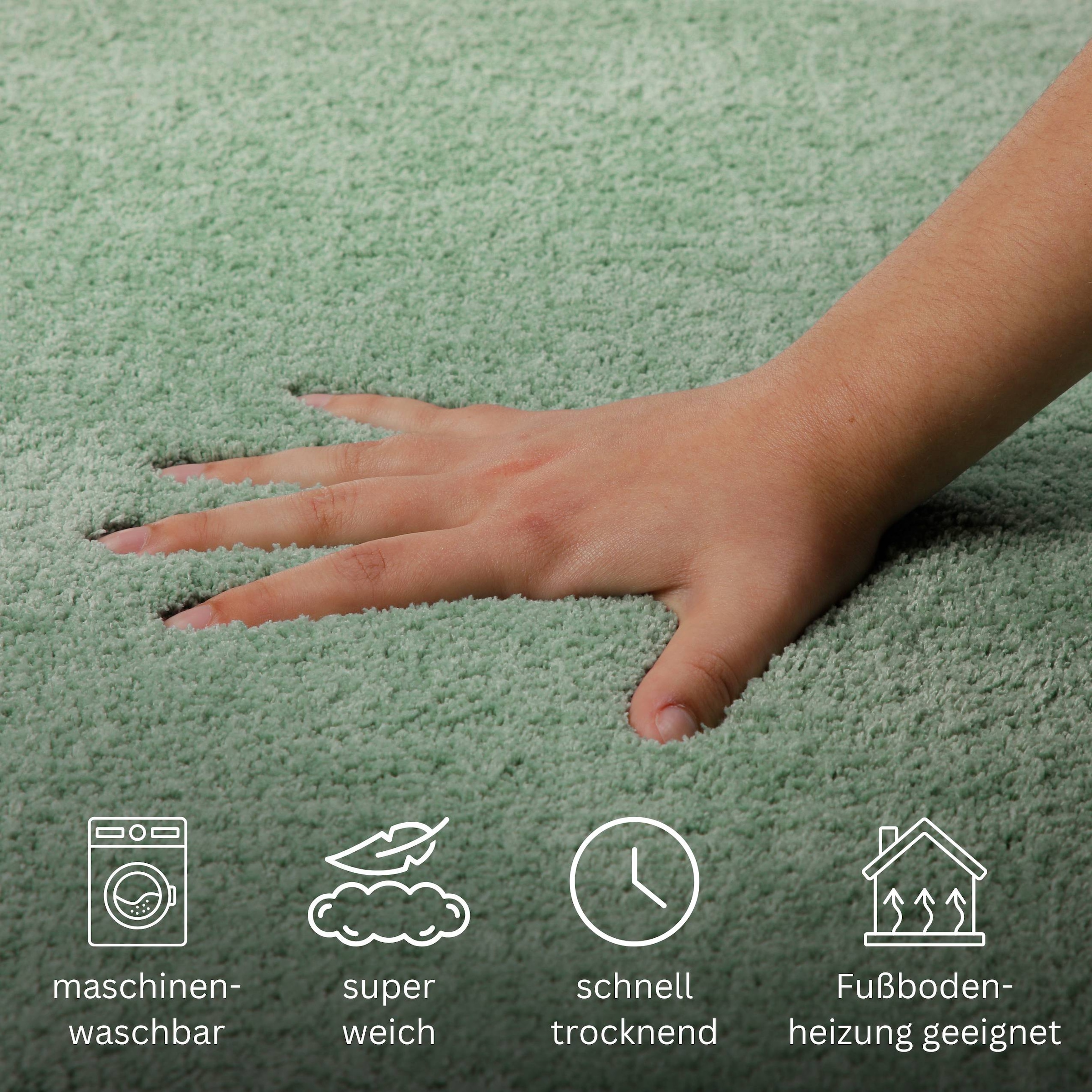 OTTO home »Neele« Höhe 20 mm rutschhemmend beschichtet schnell trocknend Badteppich, getuftet, modern, Uni, antirutsch, flauschig, Hochflor