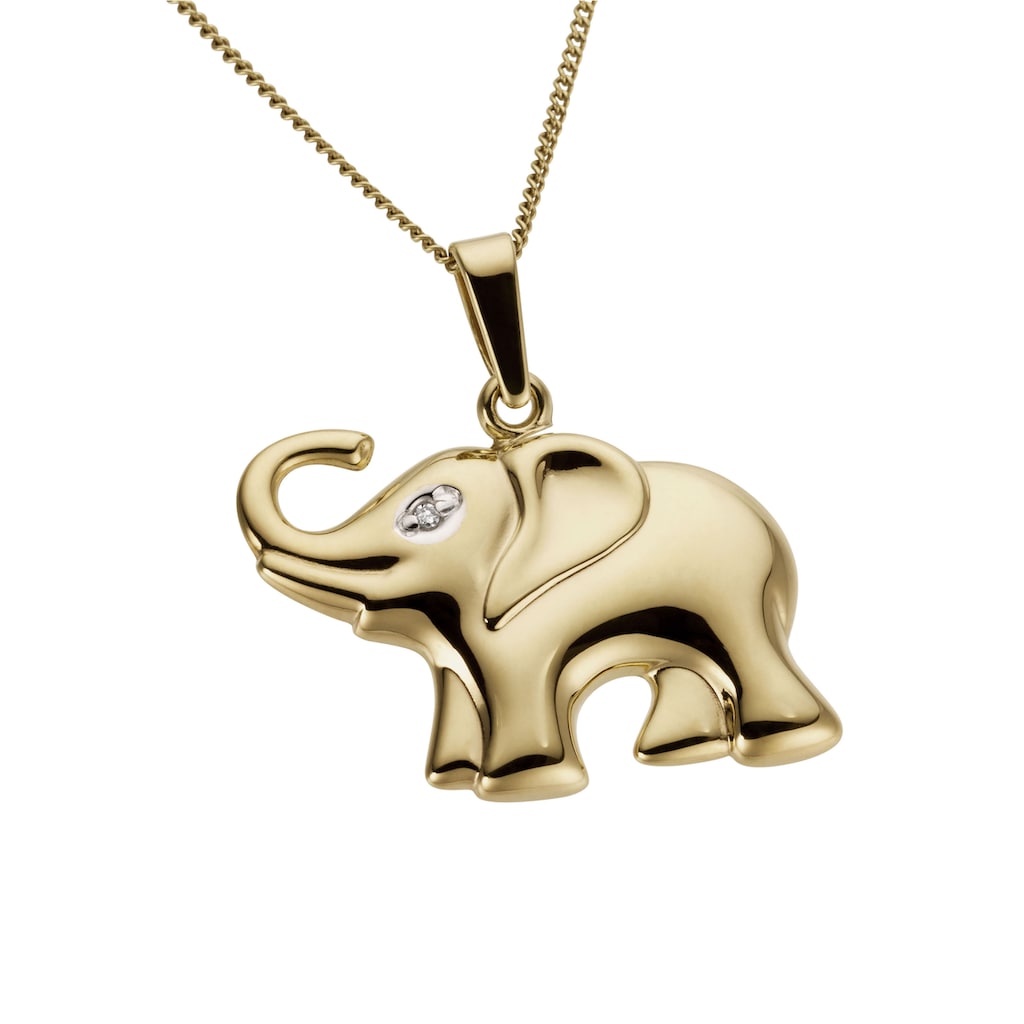 Firetti Kettenanhänger »Schmuck Geschenk Gold 333 Halsschmuck Anhänger für Halskette Elefant«, Made in Germany - mit Diamant