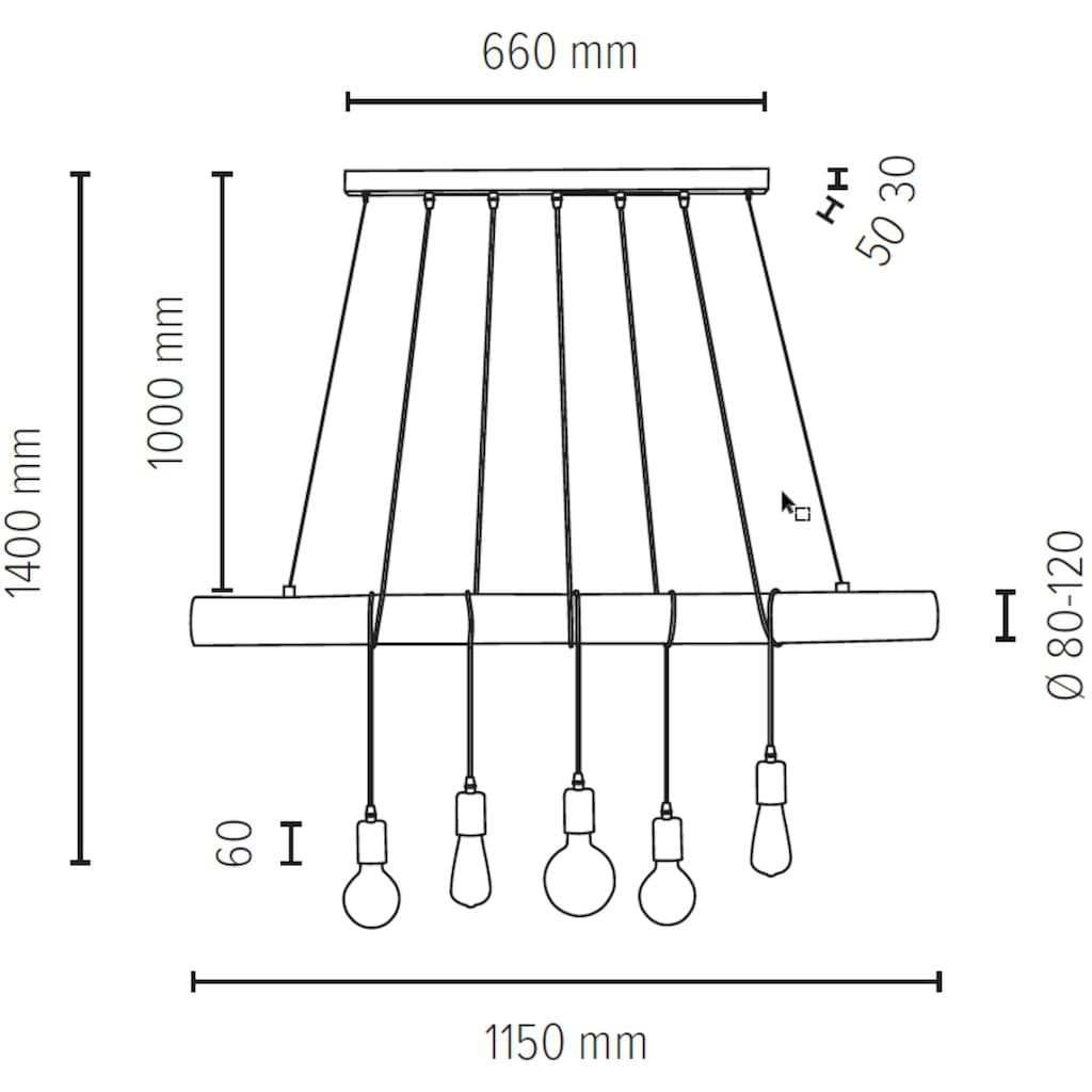 SPOT Light Pendelleuchte »TRABO LONG«, 5 flammig-flammig