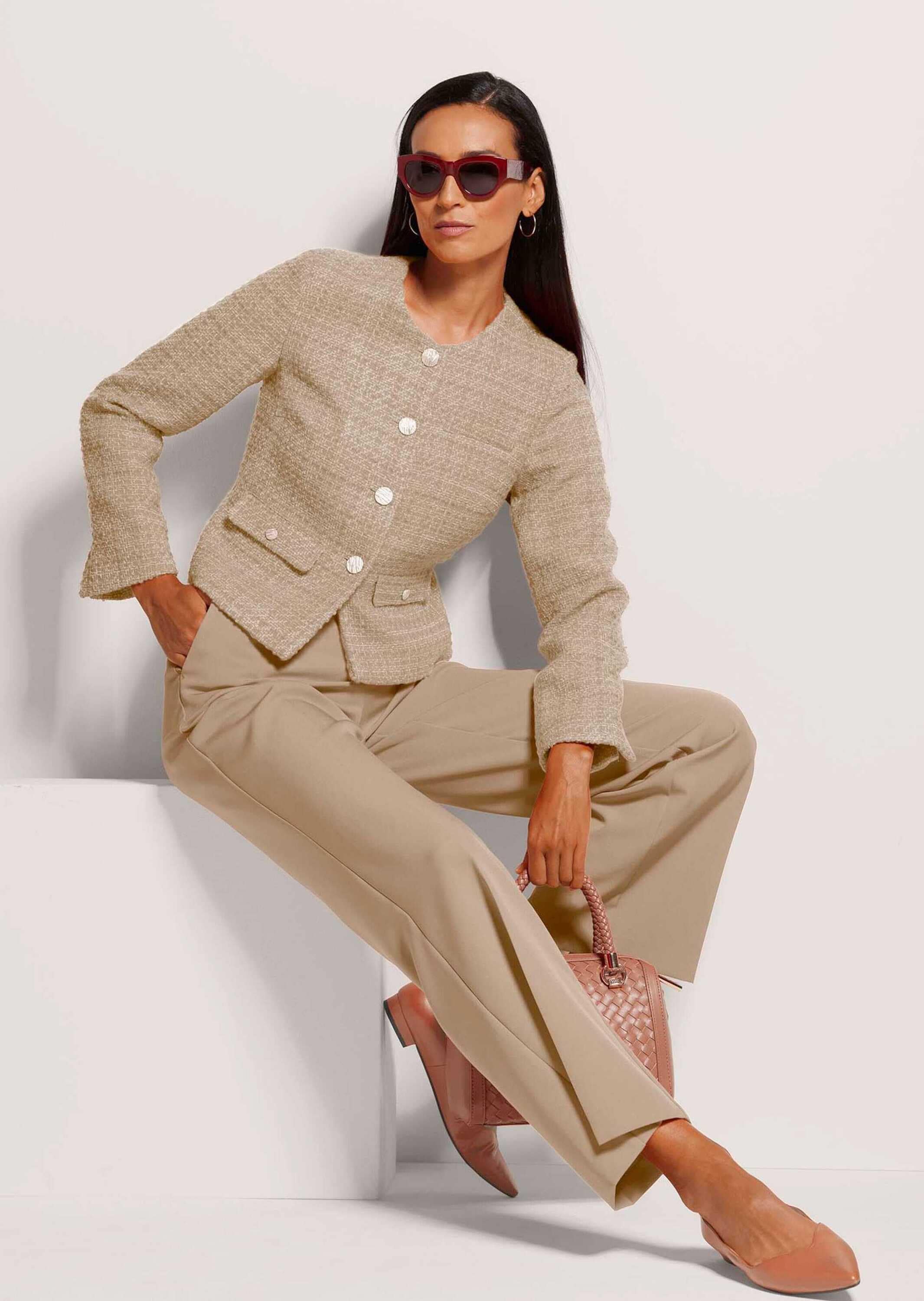 MADELEINE Jerseyblazer »Blazer Eleganter Tweed-Kurzblazer mit Metallknöpfen«