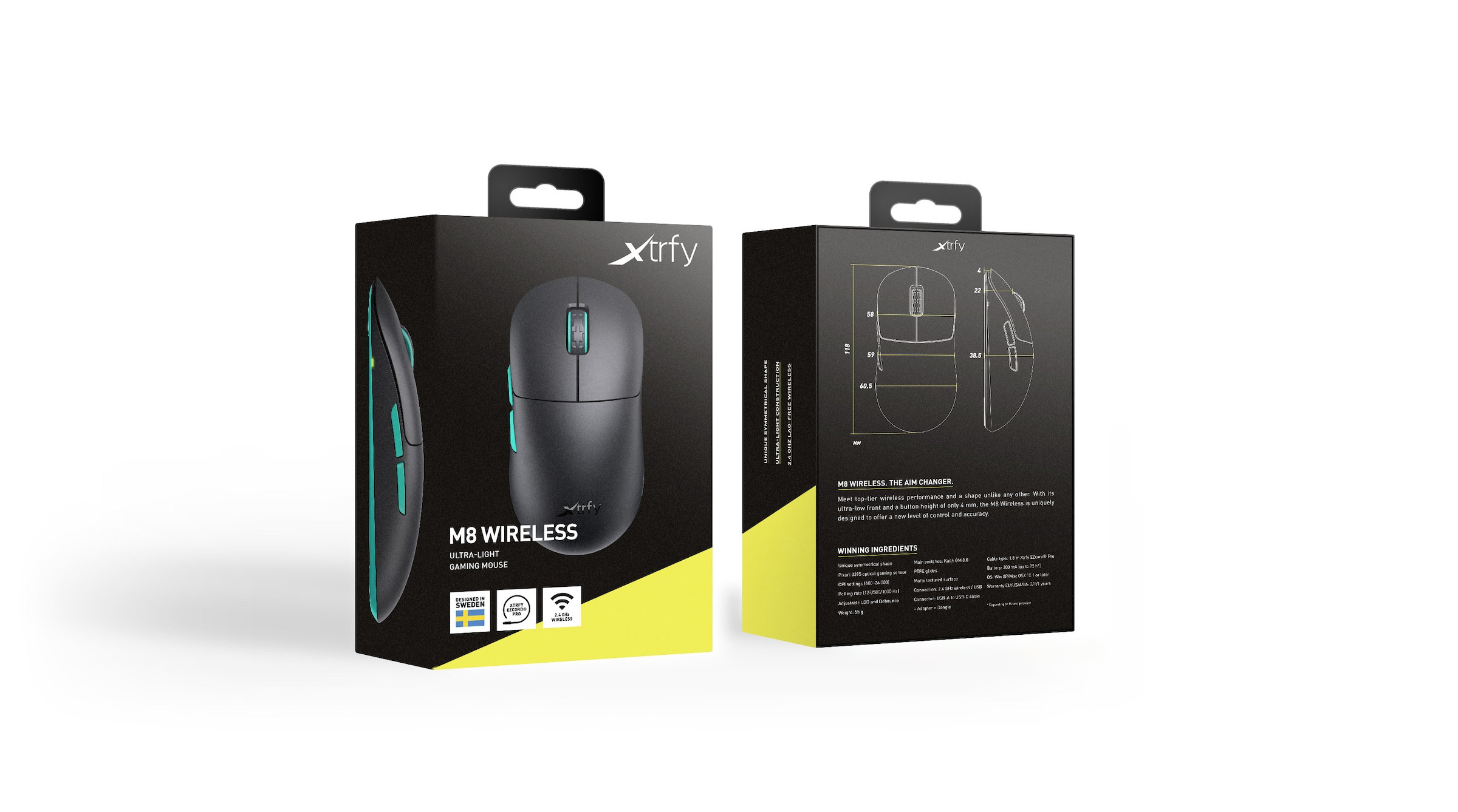 Cherry Xtrfy Gaming-Maus »M8 Wireless«, Funk, kabellose ultraleichte Gaming-Maus