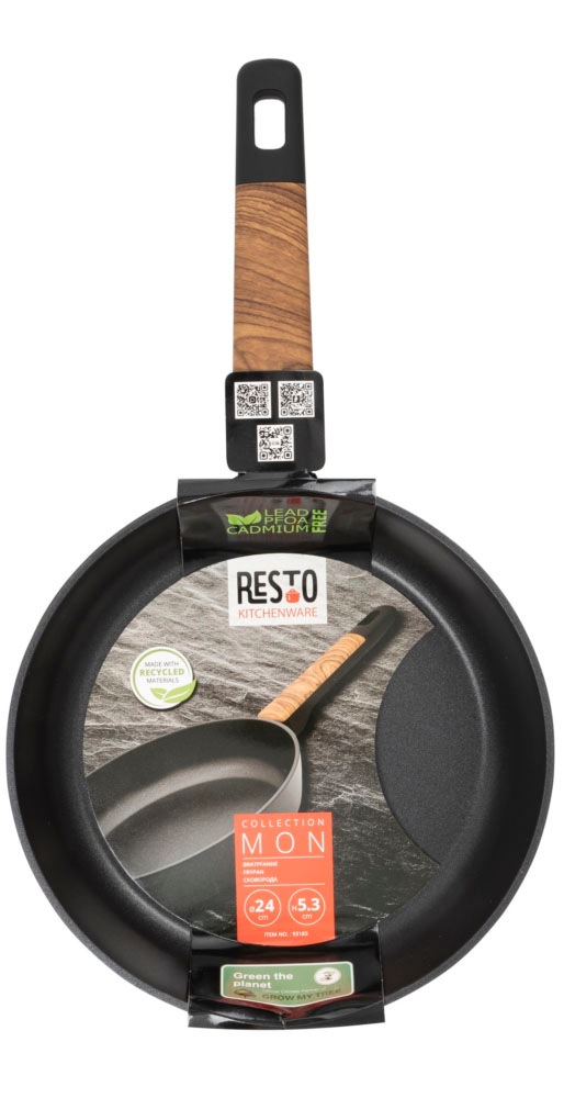 RESTO Kitchenware Bratpfanne »Mon, Universalpfanne antihaftbeschichtet und spülmaschinenfest«, Aluminium, (1 tlg.), mit verstärktem Boden und ergonomischem Griff in Holzoptik