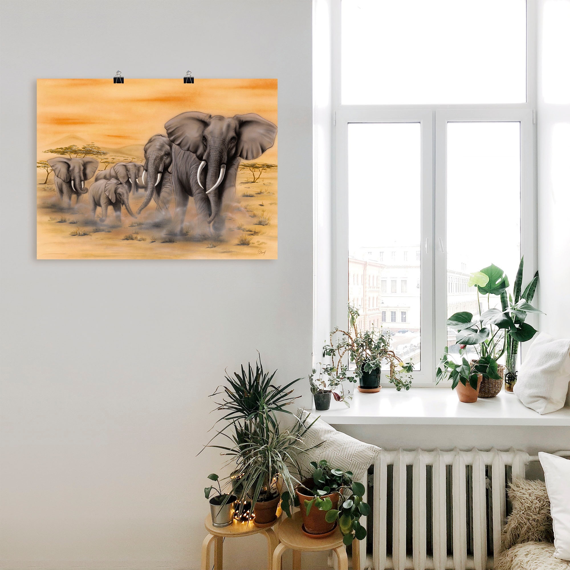 St.), Elefanten Wandaufkleber OTTO als (1 bestellen in Größen Wandbild Leinwandbild, Artland Alubild, oder Poster versch. »Steppenelefanten«, bei Bilder,