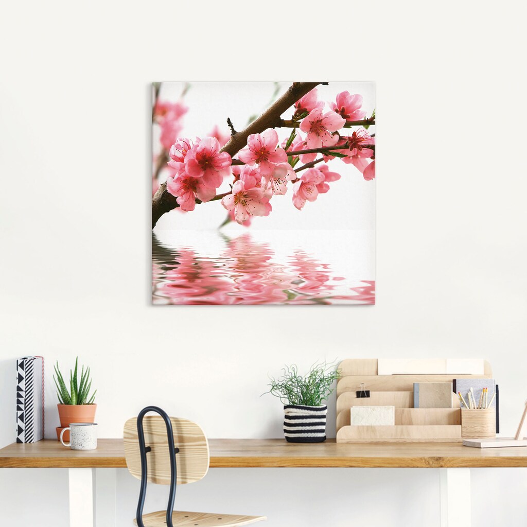 Artland Wandbild »Pfirsichblüten reflektieren im Wasser«, Blumen, (1 St.)