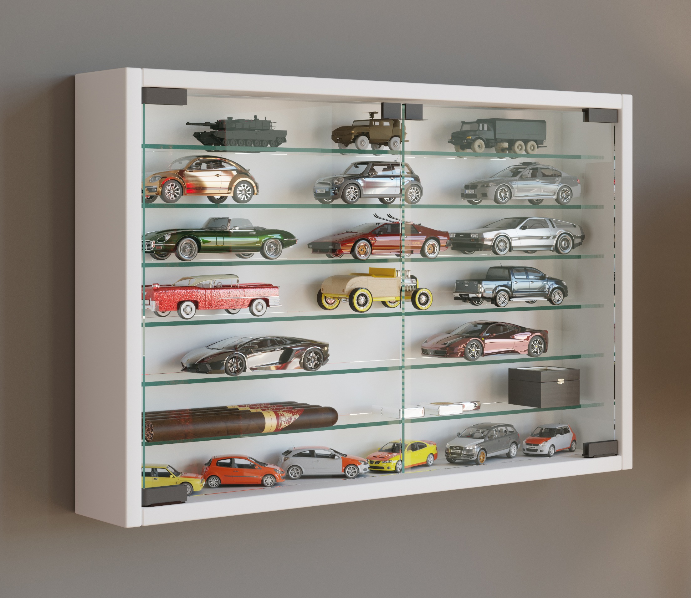 VCM Wandregal »VCM VCM | Glasvitrine hängend | Vitrine Glas mit ESG-Sicherheitsglas | Maße: H. 40 x B. 60 x T. 10 cm | Hängevitrine Glas | Modern und platzsparend | Glas Vitrinenschrank - Mandosa XL«