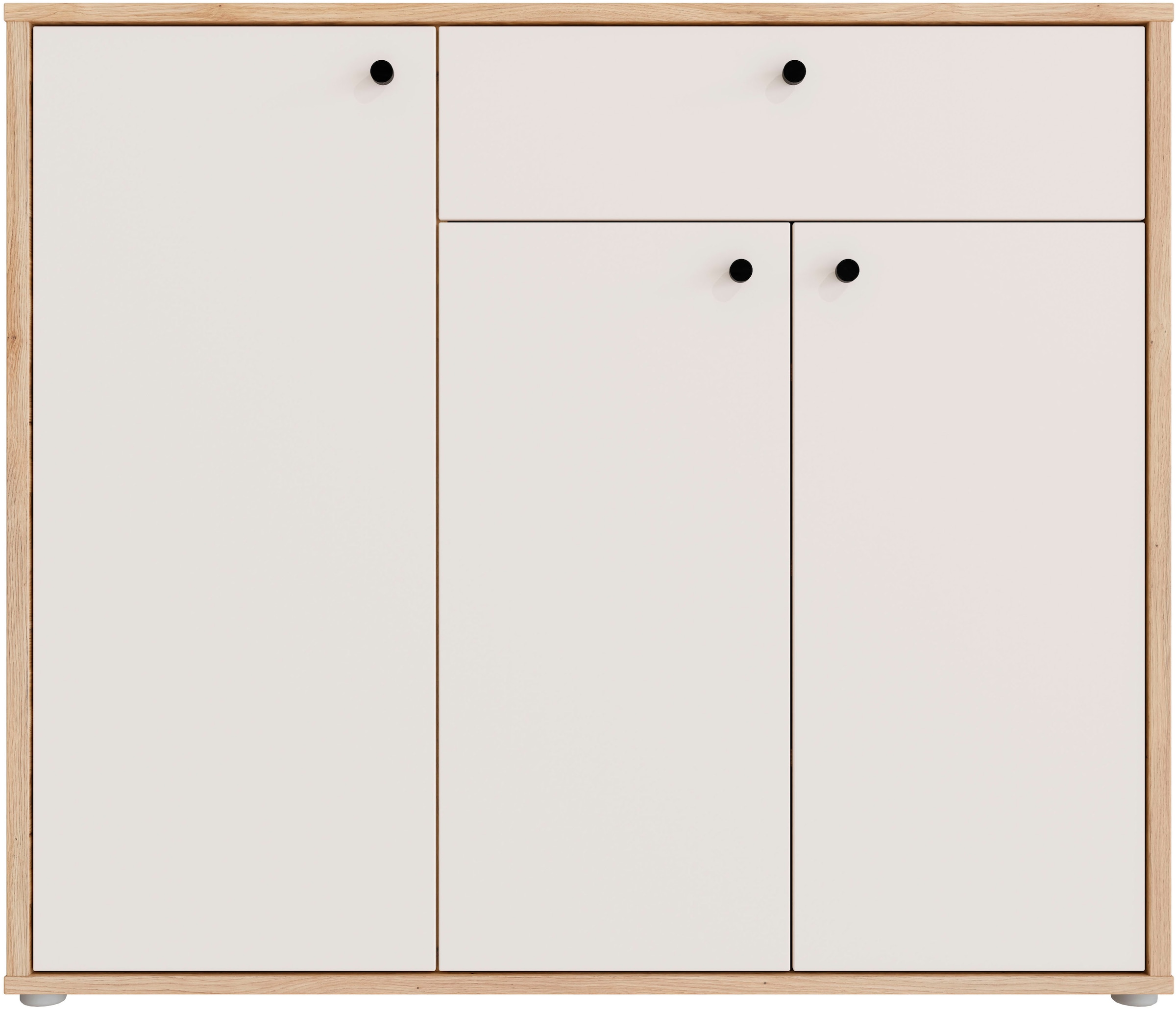 FORTE Schuhschrank Metallgriffe Schwarz B/H/T 113,4/98,3/34,9cm Soft Close, Vollauszug