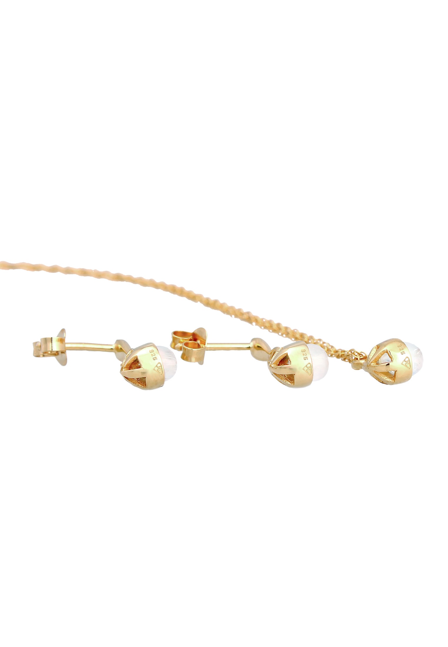 Elli Premium Ohrring und Ketten Set »Schmuckset Mondstein Tropfen Kette Ohrhänger 925 Silber«