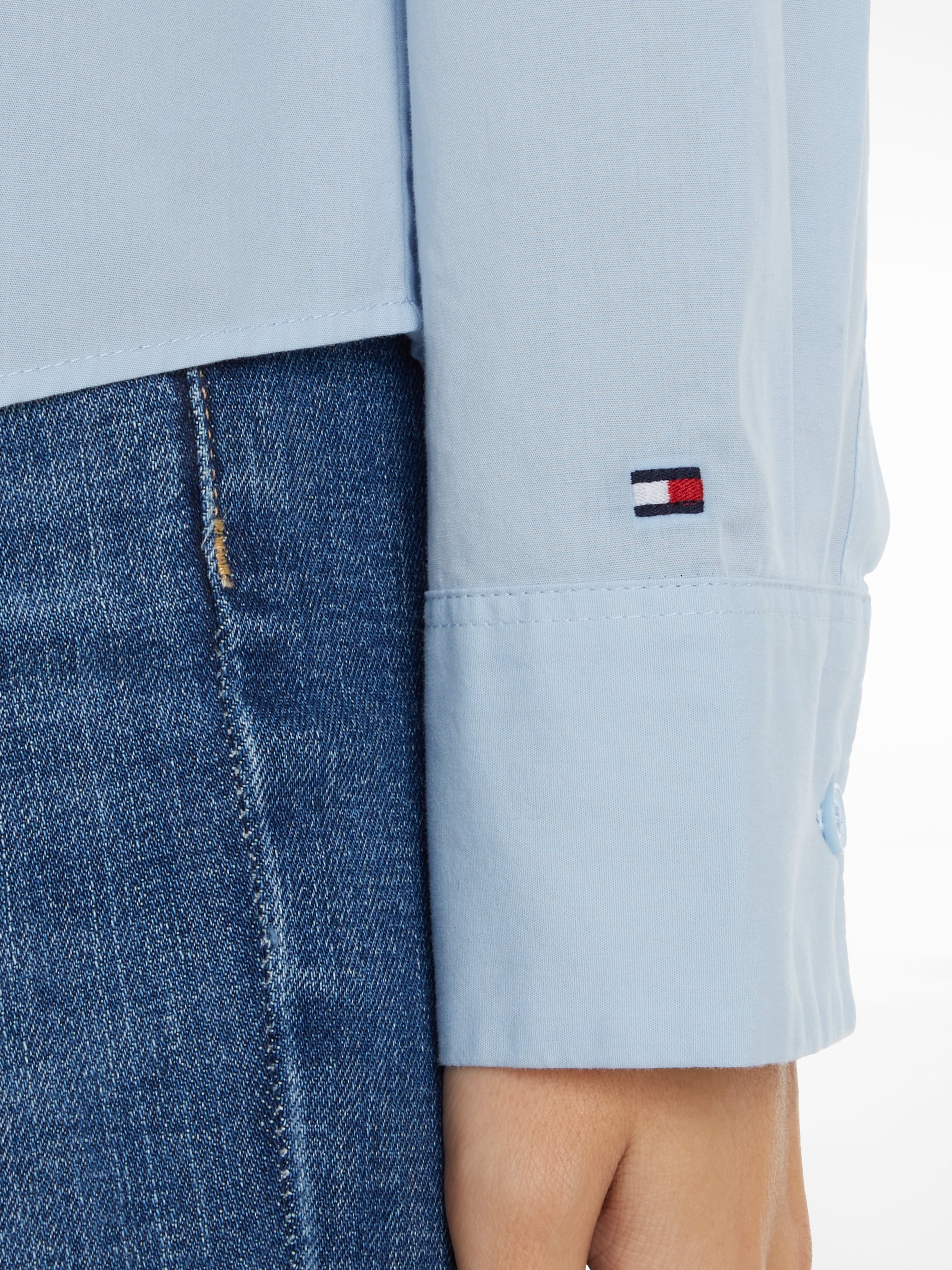 Tommy Hilfiger Hemdbluse »ESS POPLIN REGULAR SHIRT«, mit Popeline, gesticktem Tommy Hilfiger Logo