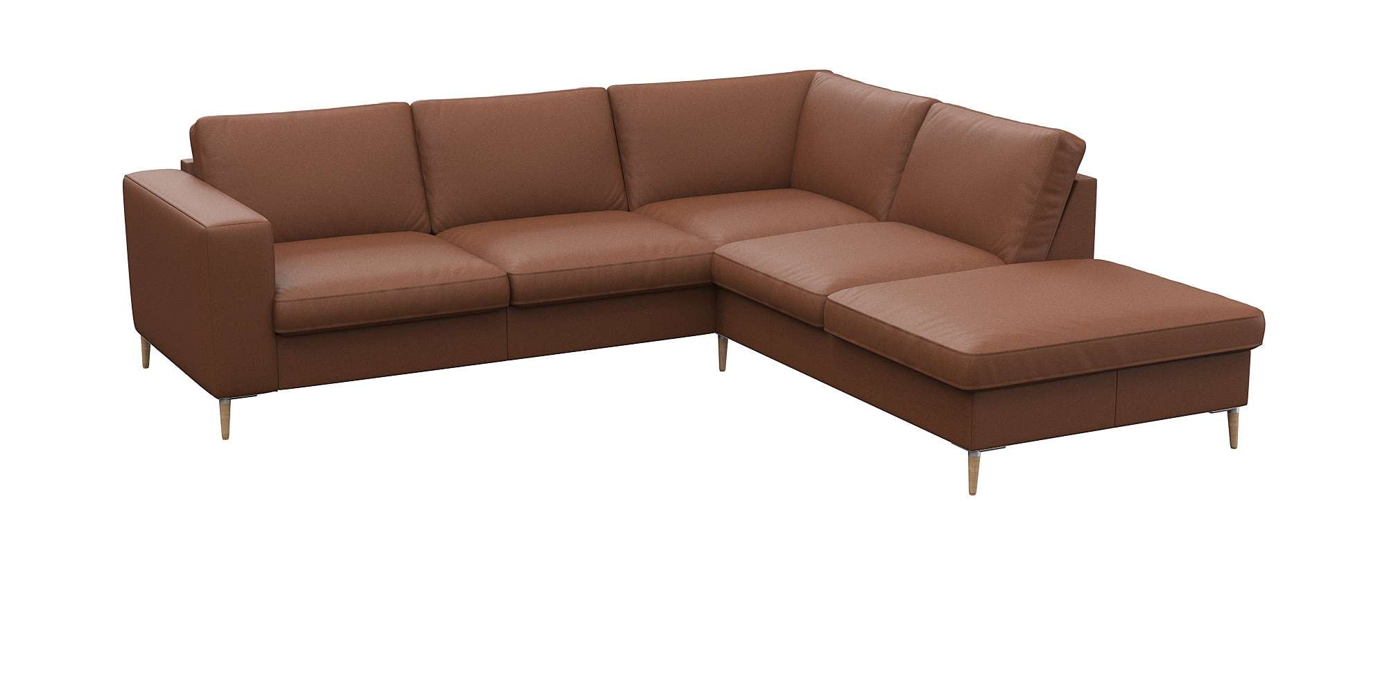 FLEXLUX Ecksofa »Fiore, L-Form«, breite Armlehnen, Füße Alu/Eiche, B/T 241/225 cm, Kaltschaum im Sitz