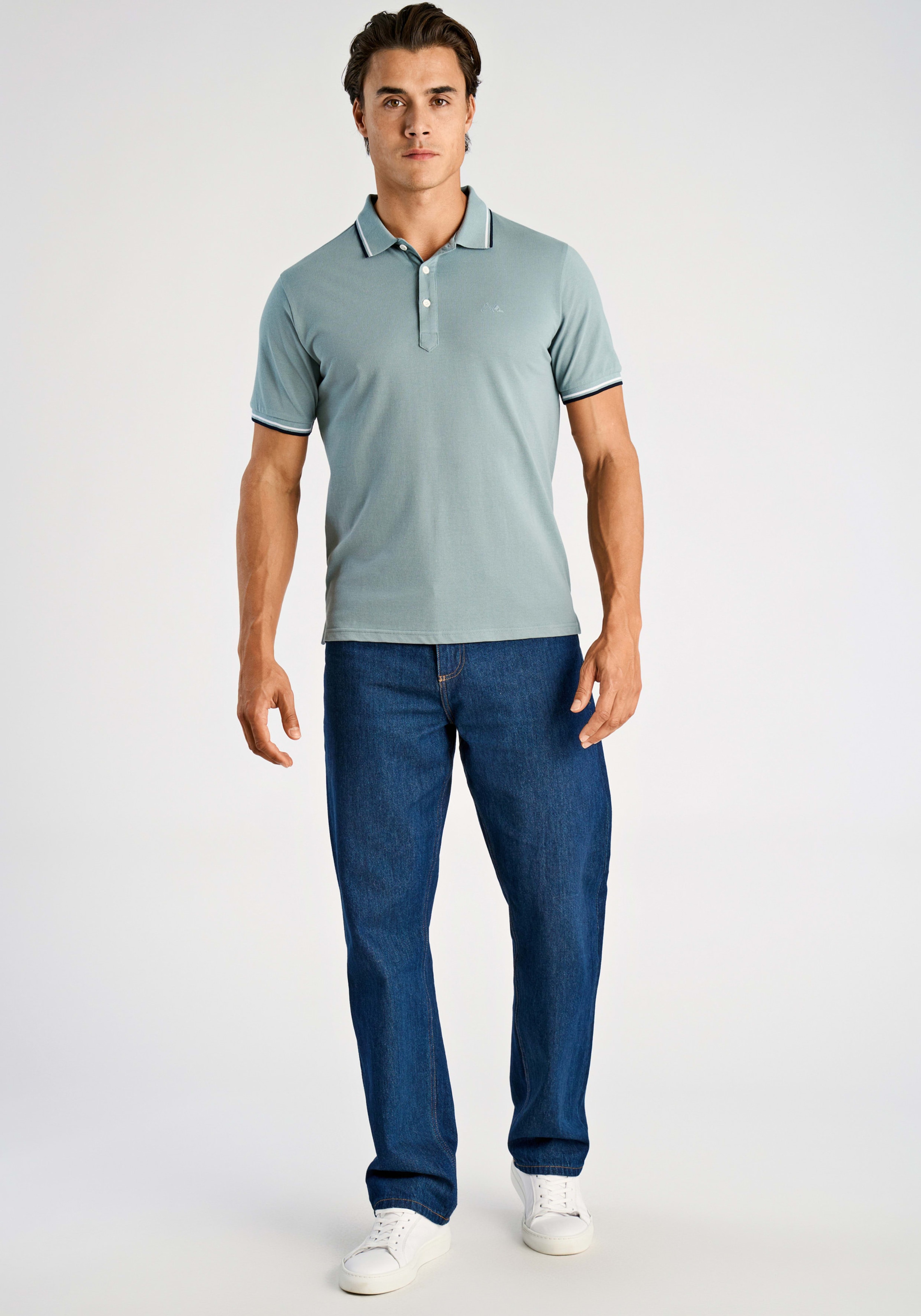 LINDBERGH Poloshirt mit Logo-Stickerei und abgesetzten Bündchen