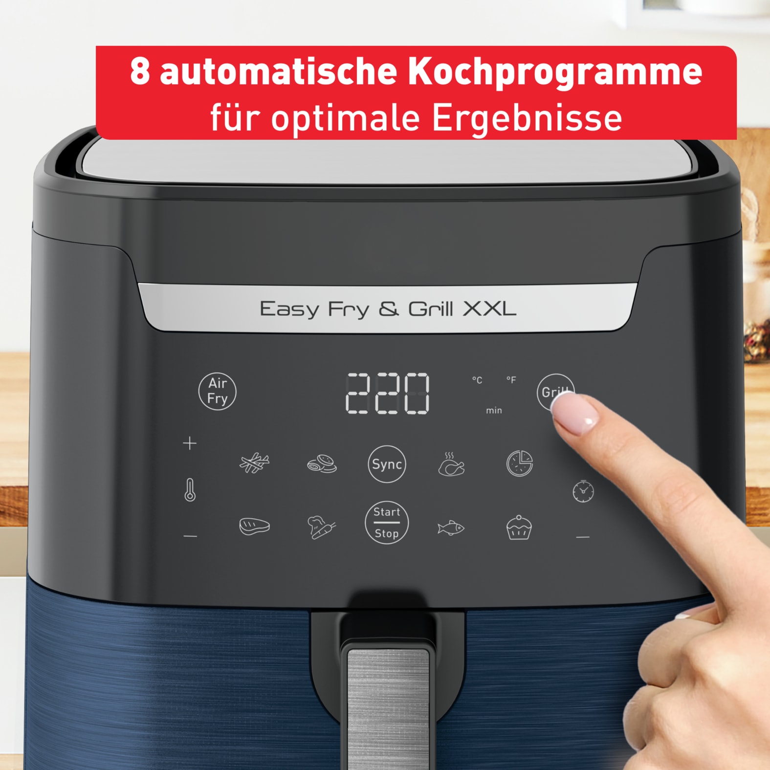 Tefal Heißluftfritteuse »EY8018 Easy Fry & Grill XXL, 2-in-1«, 1830 W, XXL-Fassungsvermögen oder 2 separate Zonen, Flexcook-Trennwand
