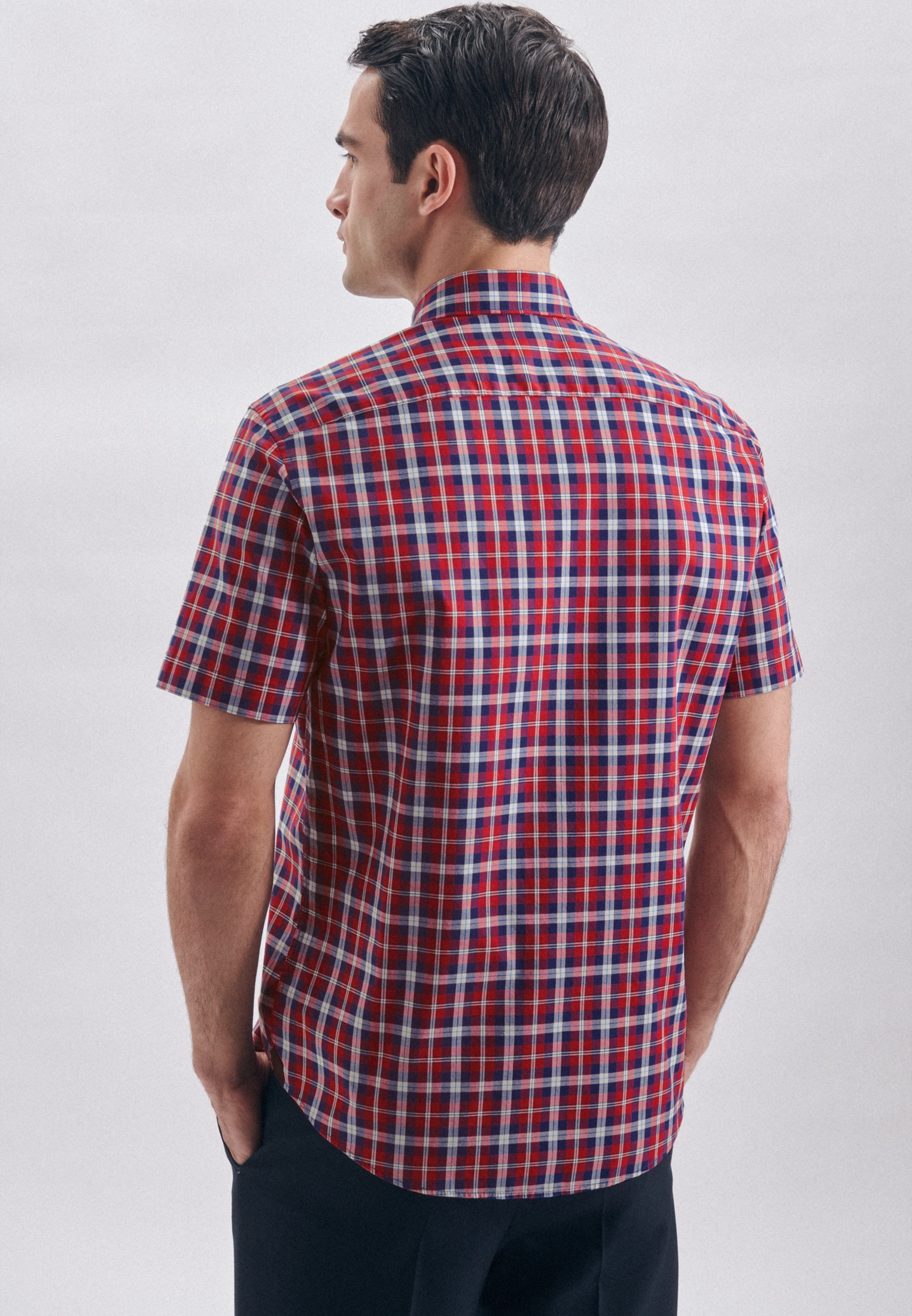seidensticker Businesshemd »Schwarze Rose«, Regular Kurzarm Button-Down-Kragen Karo