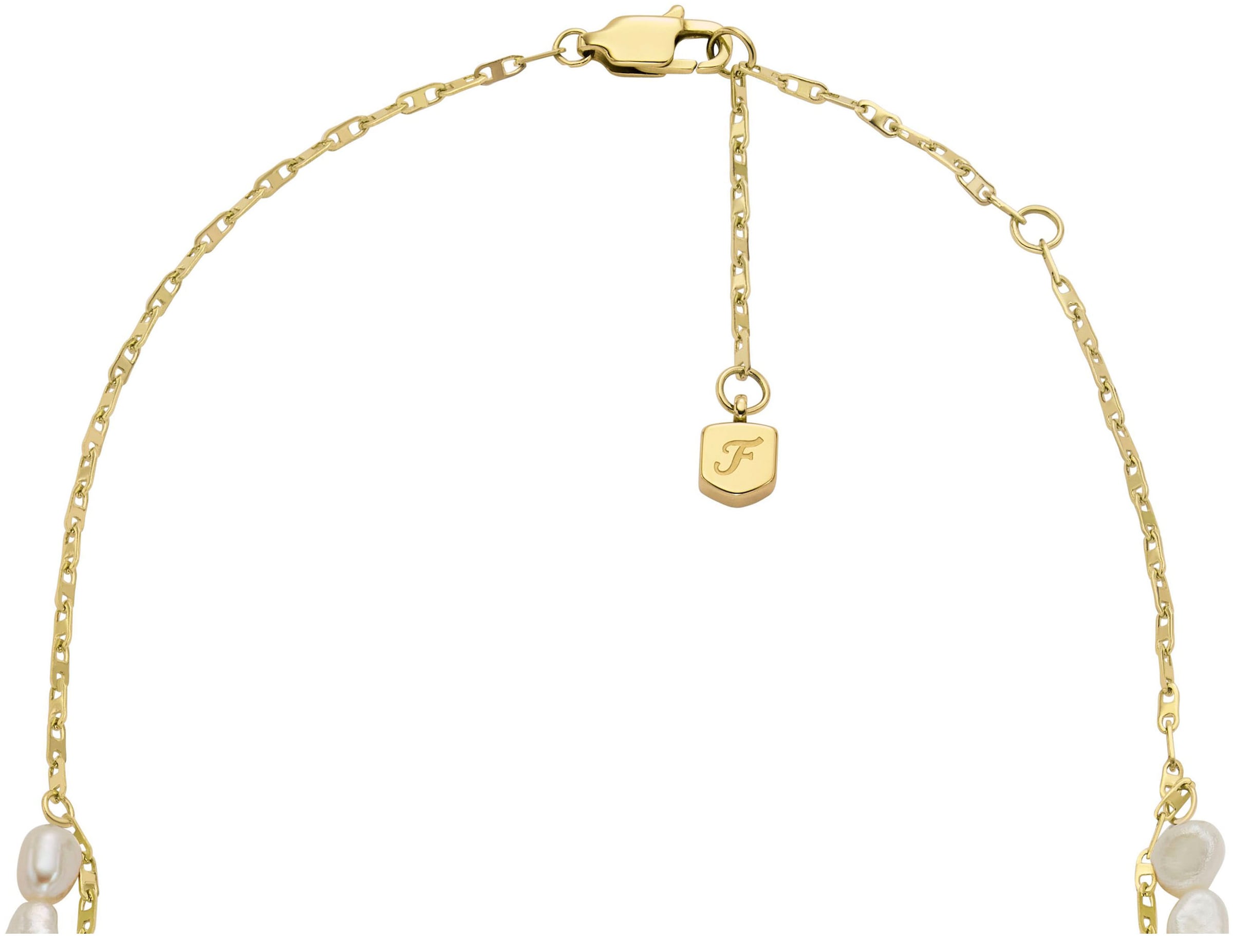 Fossil Edelstahlkette »Schmuck Geschenk Edelstahl HERITAGE PEARL D-LINK DOPPELT, JF04728710«, mit Perle (imitiert)