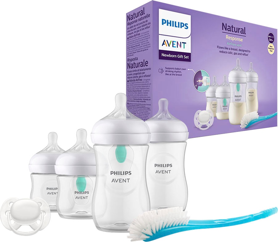 Babyflasche »Natural Response Flaschen-Set Air-Free Ventil SCD657/11«, 4 Flaschen mit...