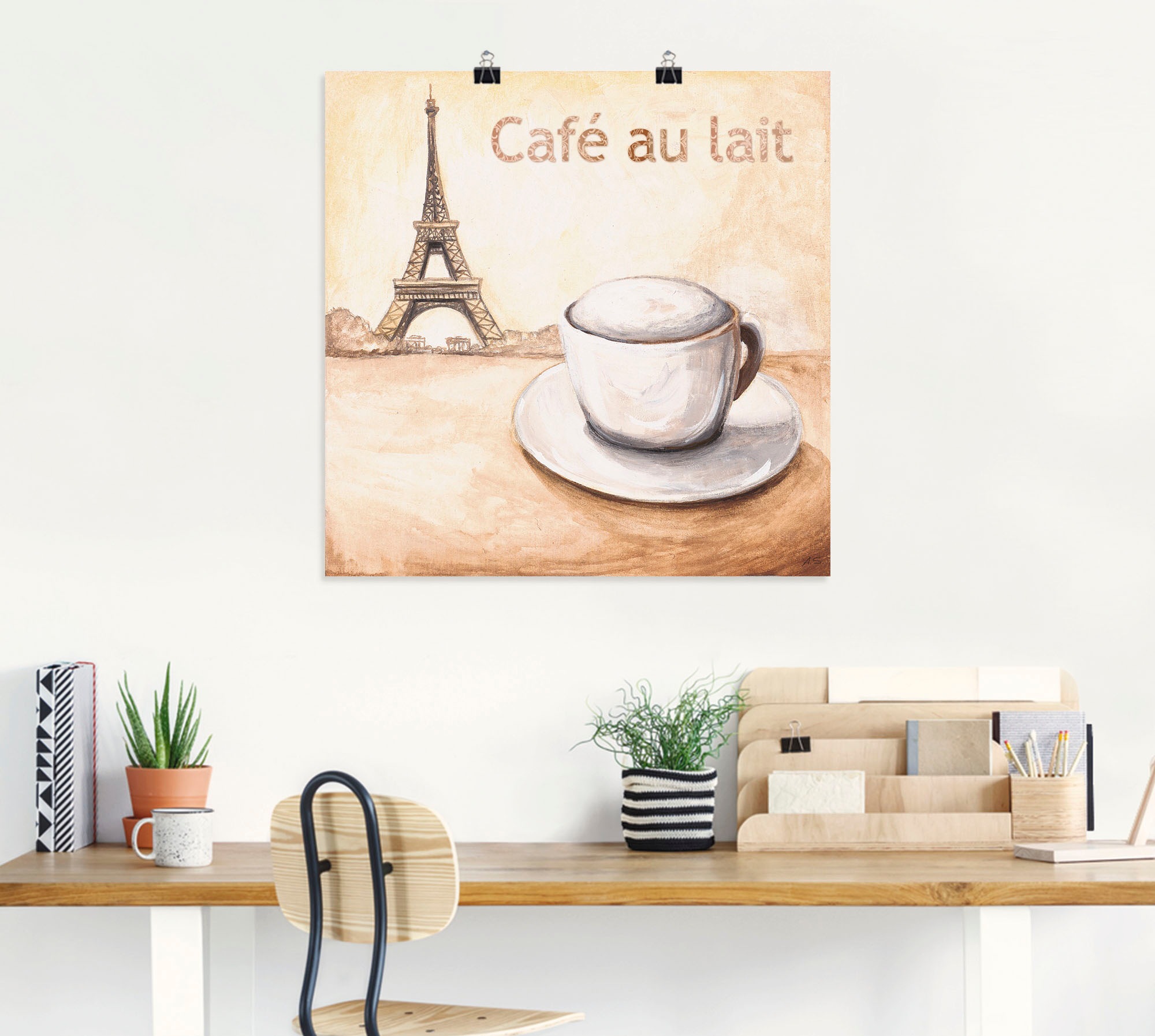 Artland Poster »Café au lait in Paris«, Kaffee Bilder, (1 St.), als Alubild, Leinwandbild, Wandaufkleber oder Poster in versch. Größen