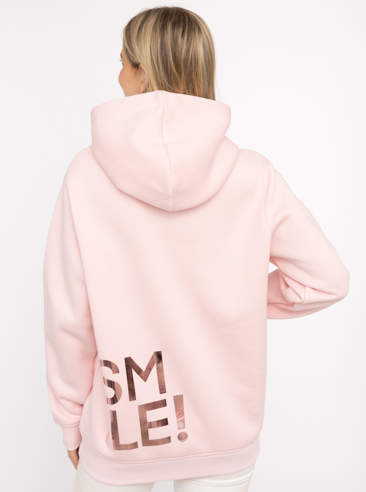 Zwillingsherz Hoodie »"Alissa Shiny"«, mit glänzendem SMILE Print vorne und hinten, gesticktem Herz am Arm