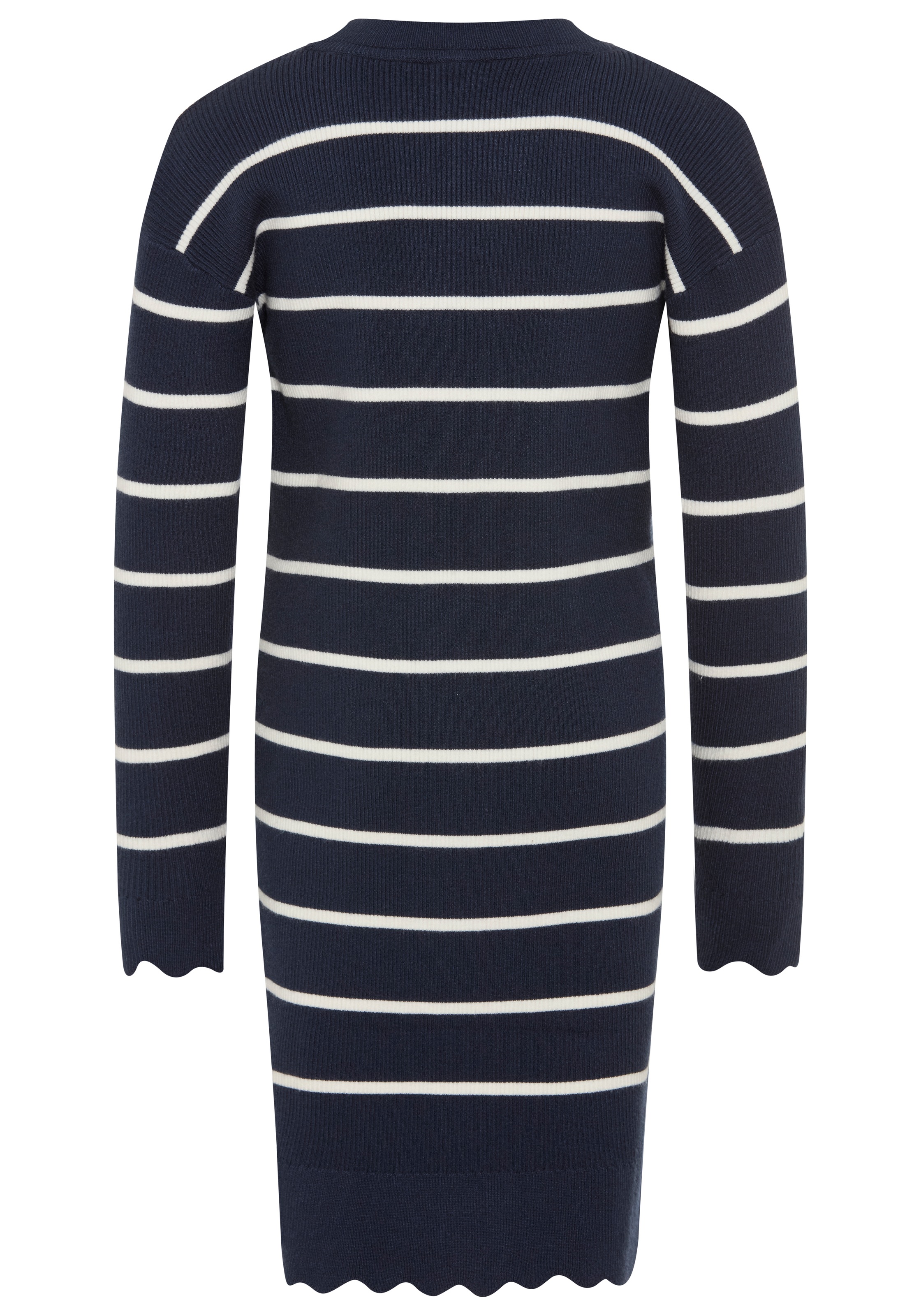 KangaROOS Strickkleid »Modisches KangaROOS Ringelkleid aus weichem Feinstrick« Trendiges gestricketes Kleid mit Logo-Stickerei, knielang, geringelt