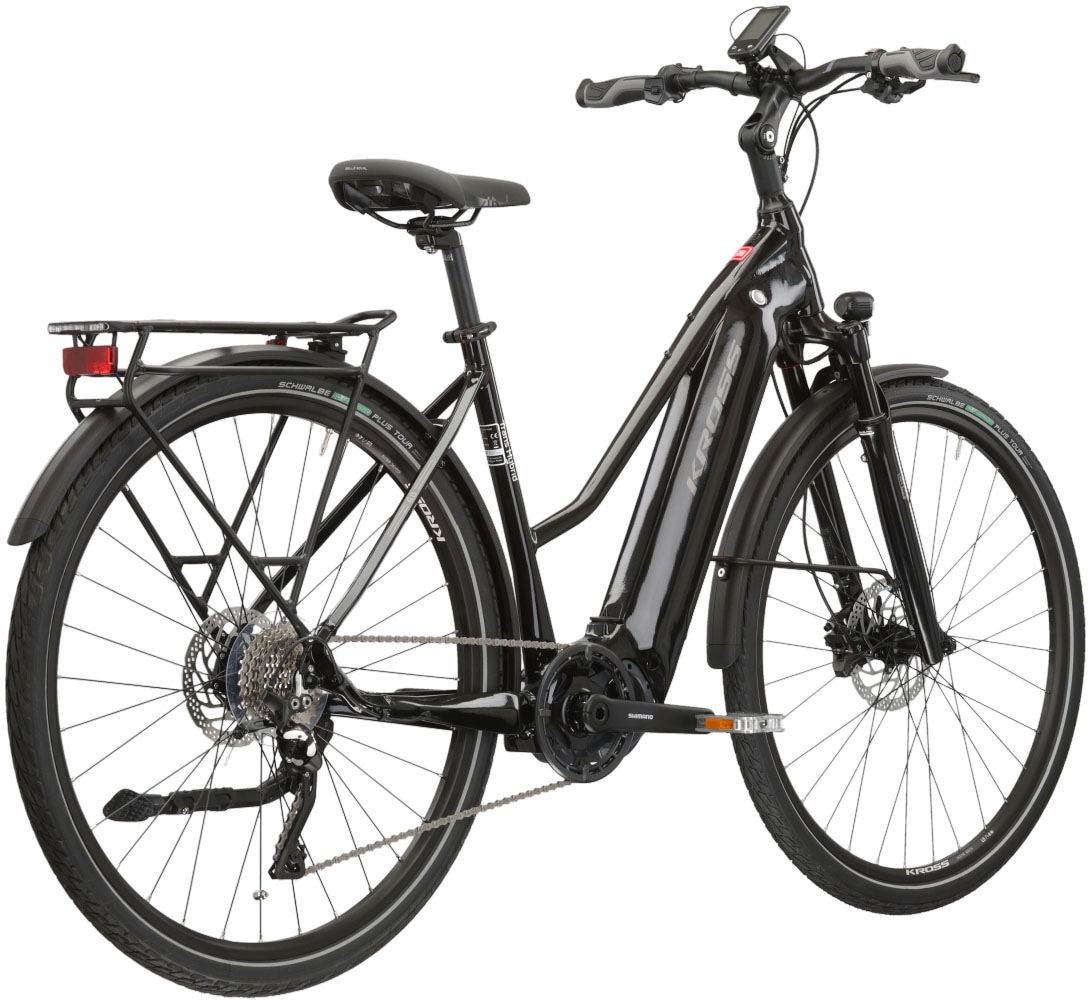 Kross »E-Trekkingrad Trans Hybrid 6.0 28 Zoll schwarz« 10 Gang Shimano DEORE XT T8000 Schaltwerk Kettenschaltung Mittelmotor 250 W Pedelec, Elektrofahrrad für Damen