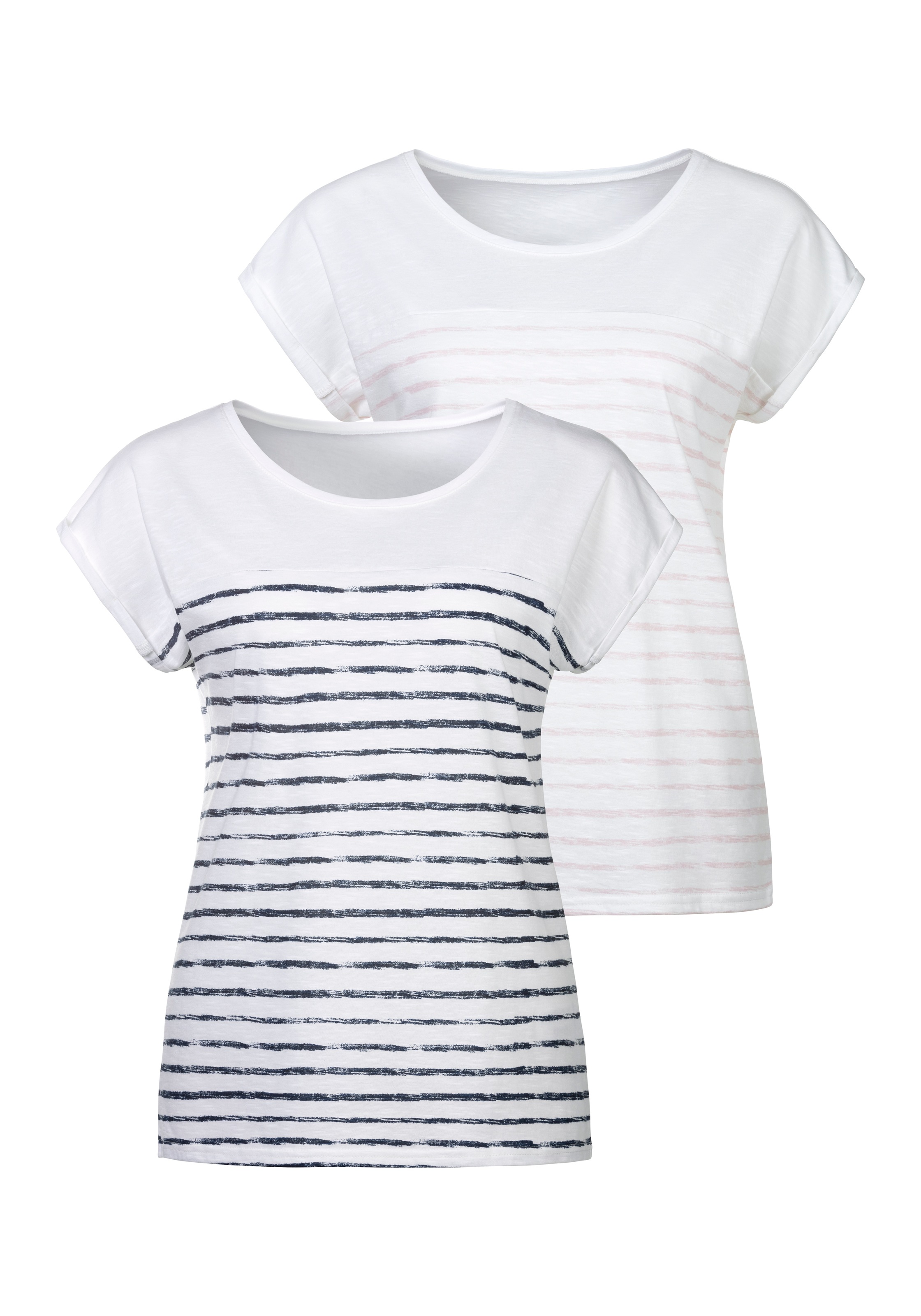 Beachtime T-Shirt, (2er-Pack), modisch gestreift