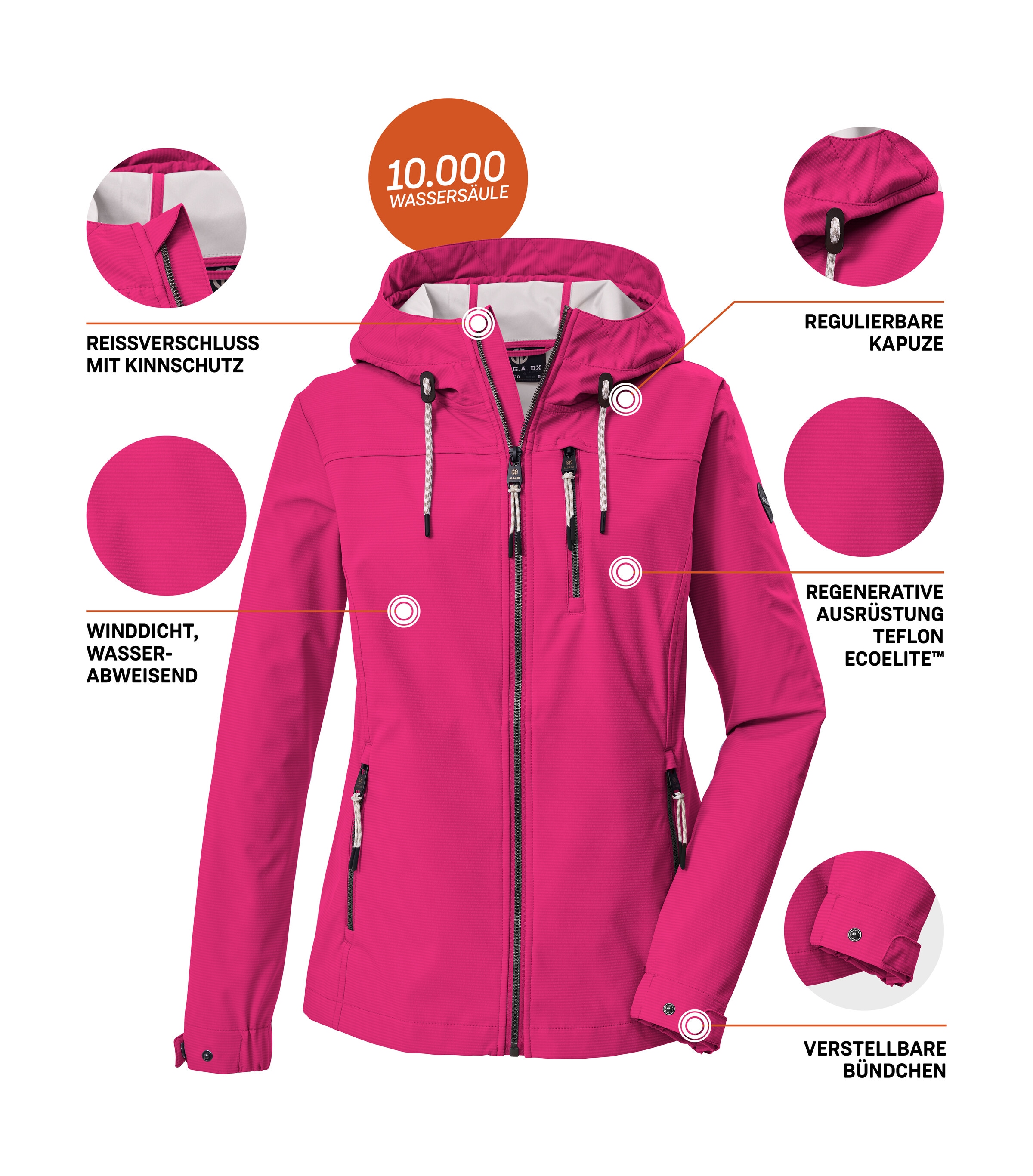 G.I.G.A. DX by killtec Softshelljacke »GS 111 WMN SFTSHLL JCKT« Atmungsaktive, wasserabweisende Damenjacke mit verstellbarer Kapuze