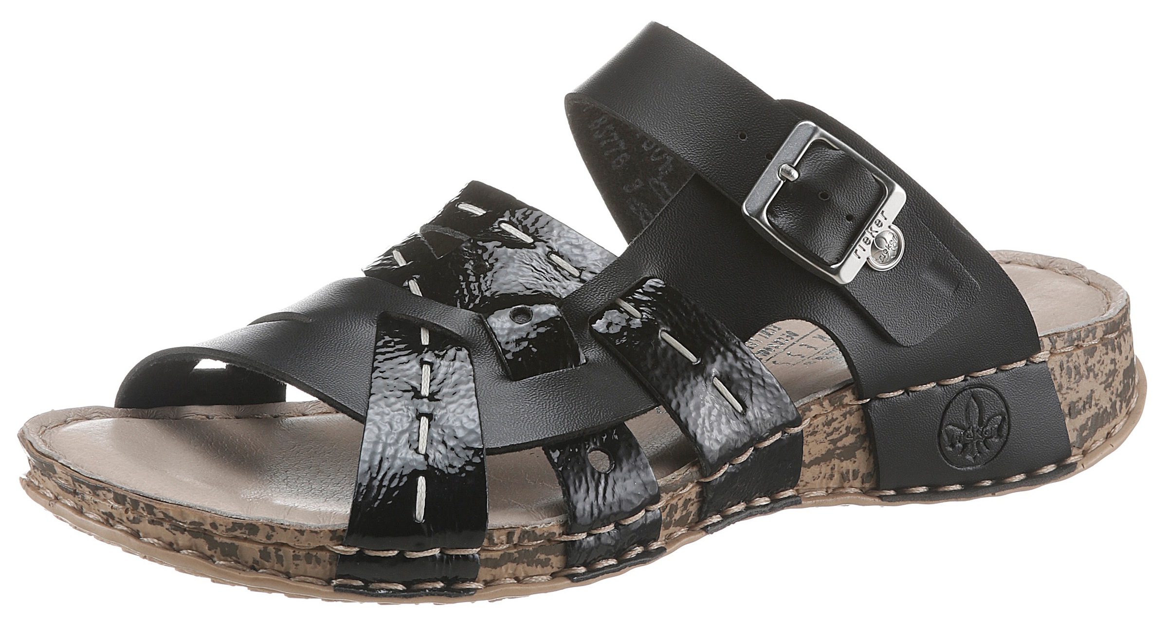 Rieker Pantolette, im Materialmix